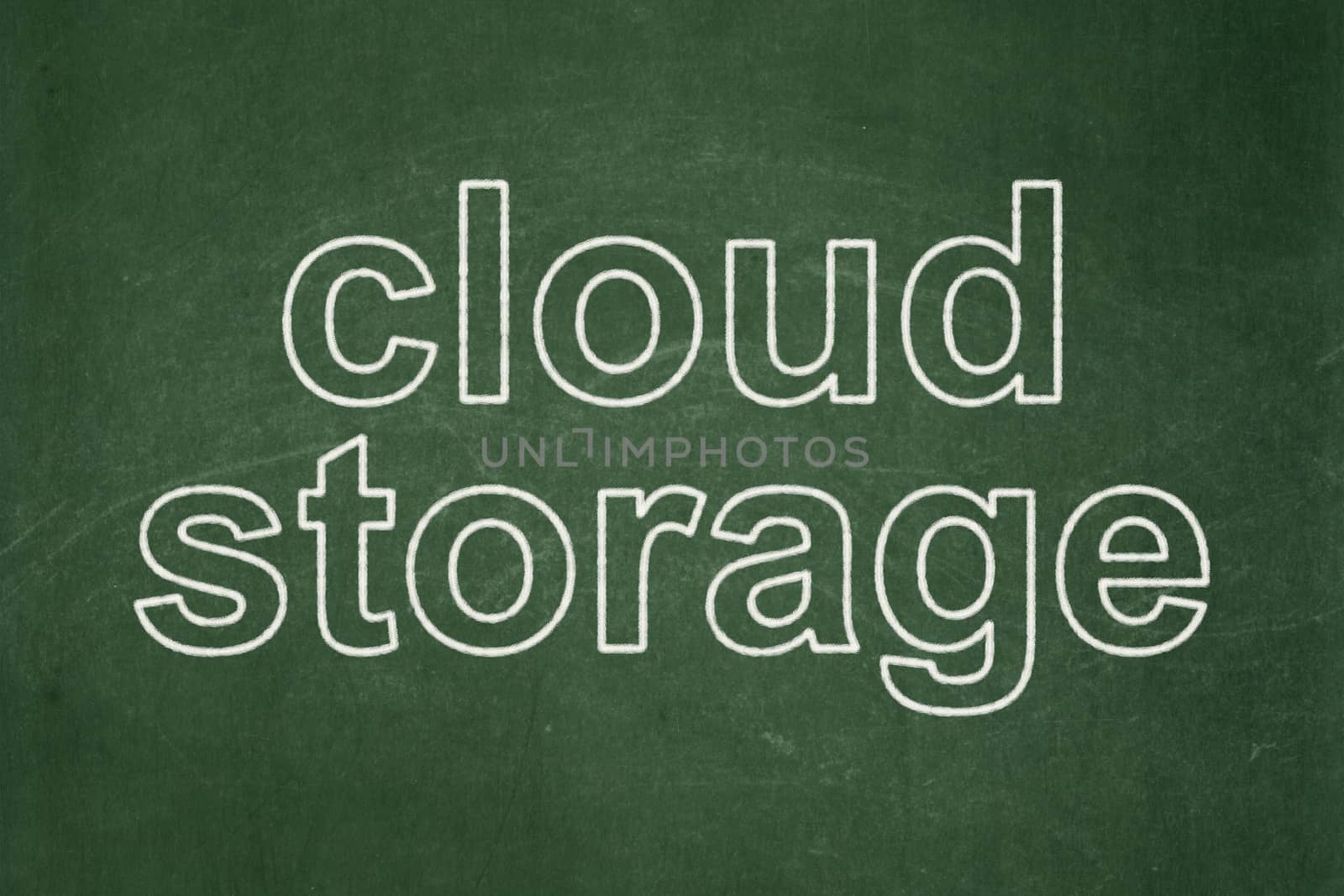 Protection concept: text Cloud Storage on Green chalkboard background