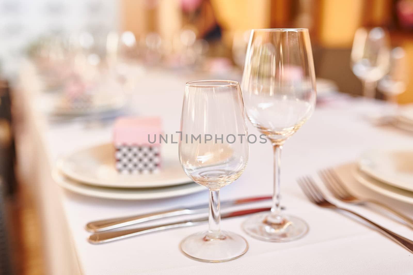 Serving table for a wedding banquet in a restaurant by timonko
