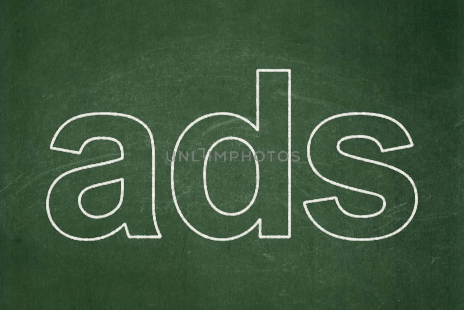 Marketing concept: text Ads on Green chalkboard background