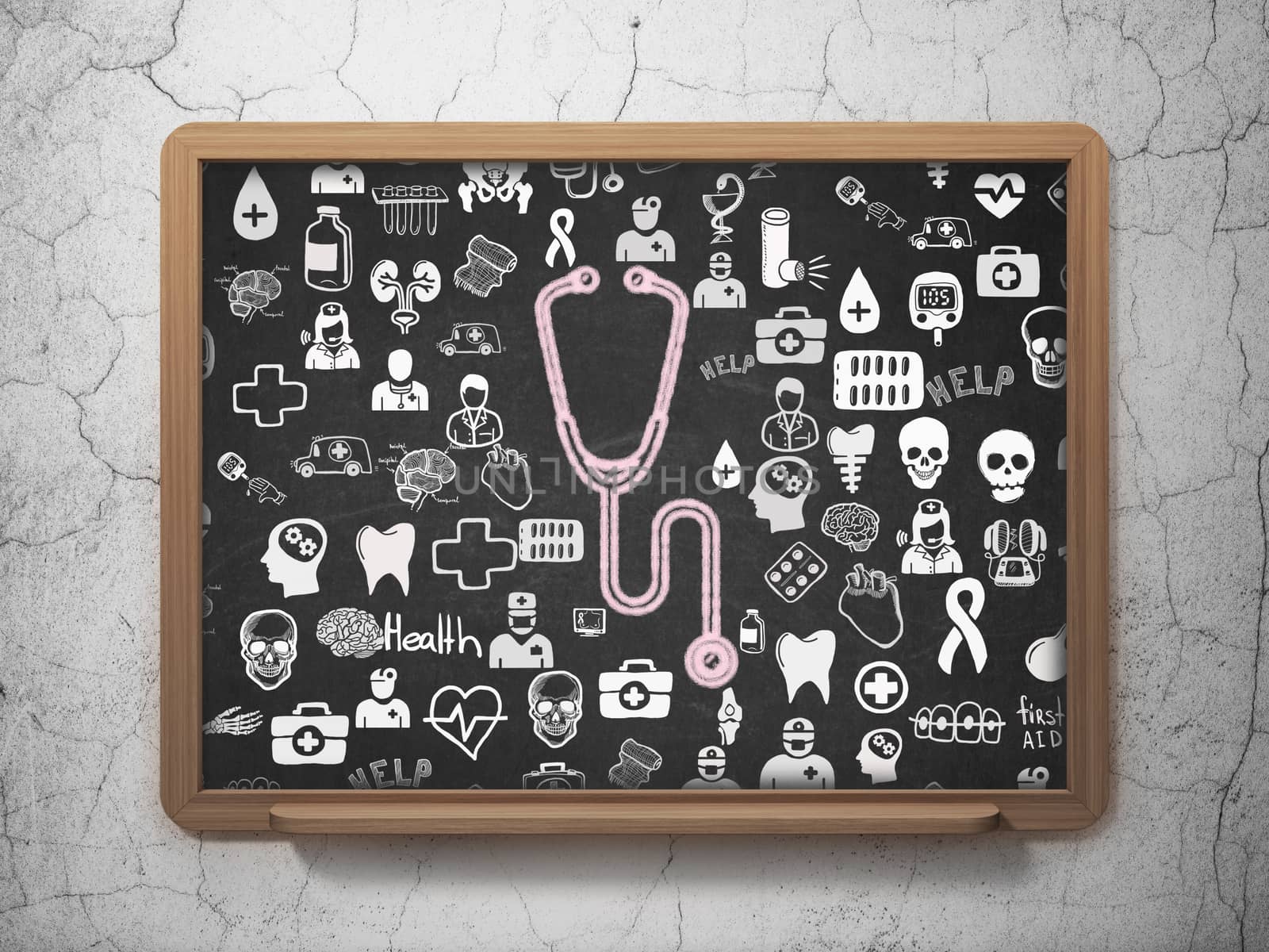 Health concept: Stethoscope on School board background by maxkabakov