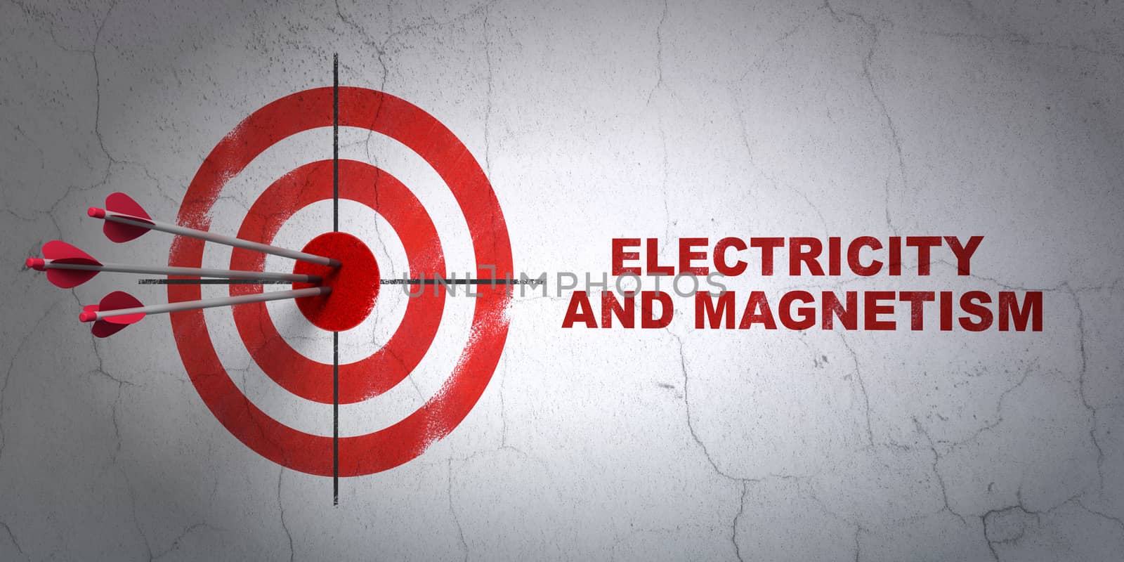 Science concept: target and Electricity And Magnetism on wall background by maxkabakov