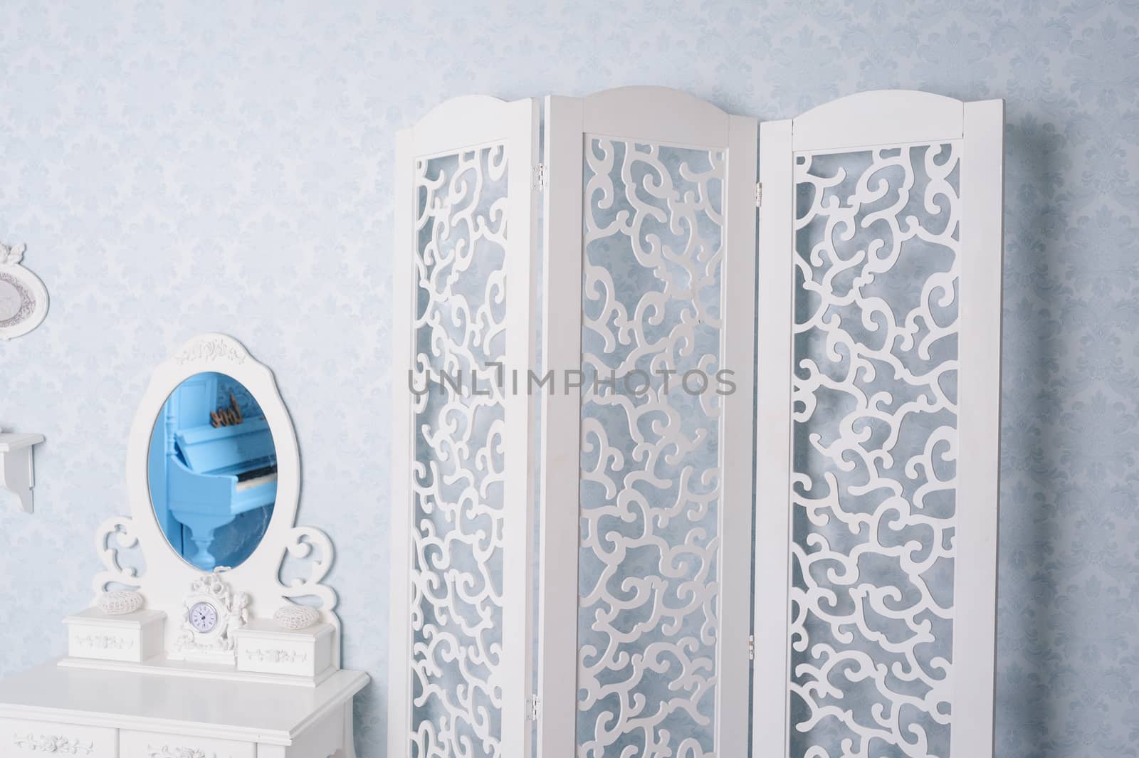 white design furniture in studio by timonko
