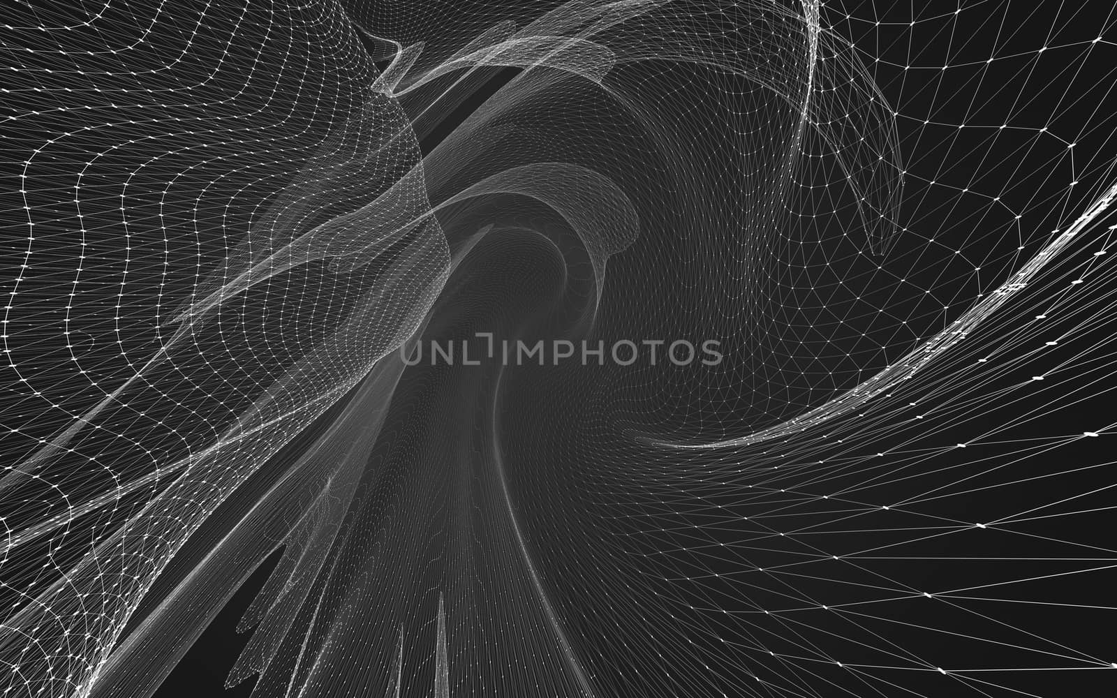 Abstract polygonal space low poly dark background with connecting dots and lines. Connection structure. 3d rendering