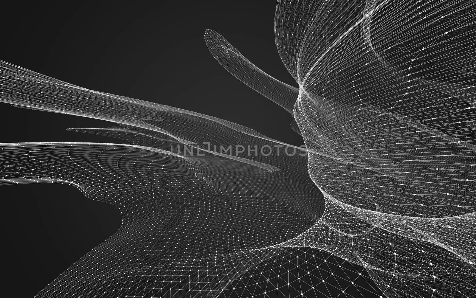 Abstract polygonal space low poly dark background with connecting dots and lines. Connection structure. 3d rendering