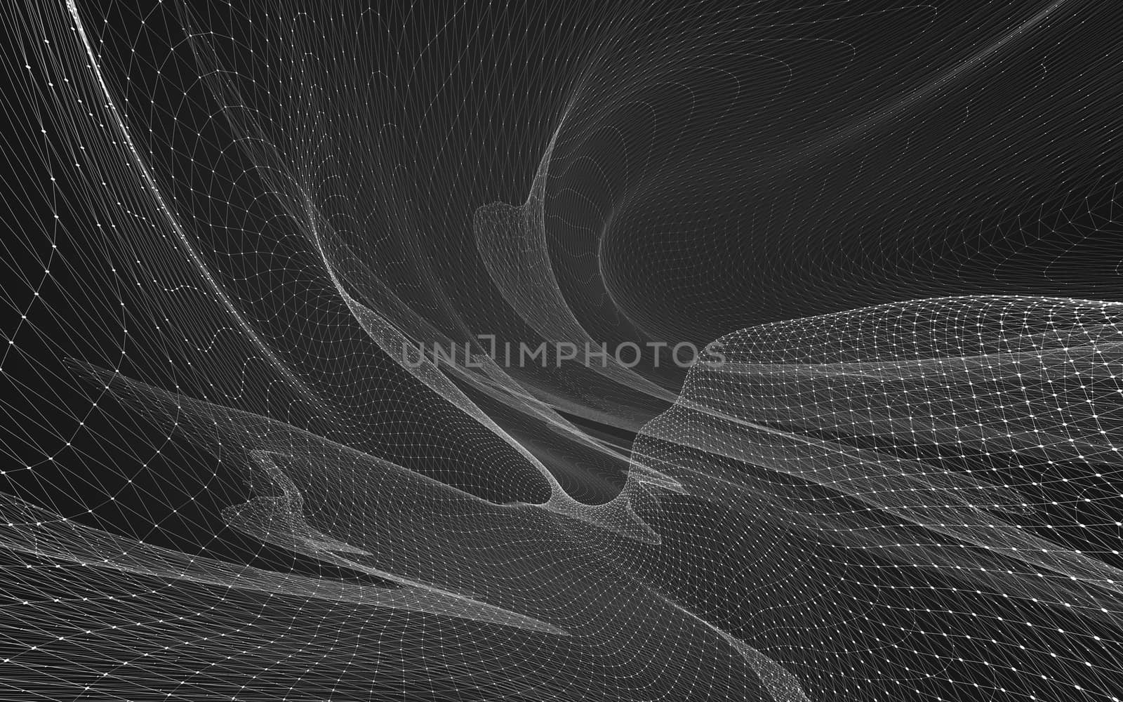 Abstract polygonal space low poly dark background with connecting dots and lines. Connection structure. 3d rendering