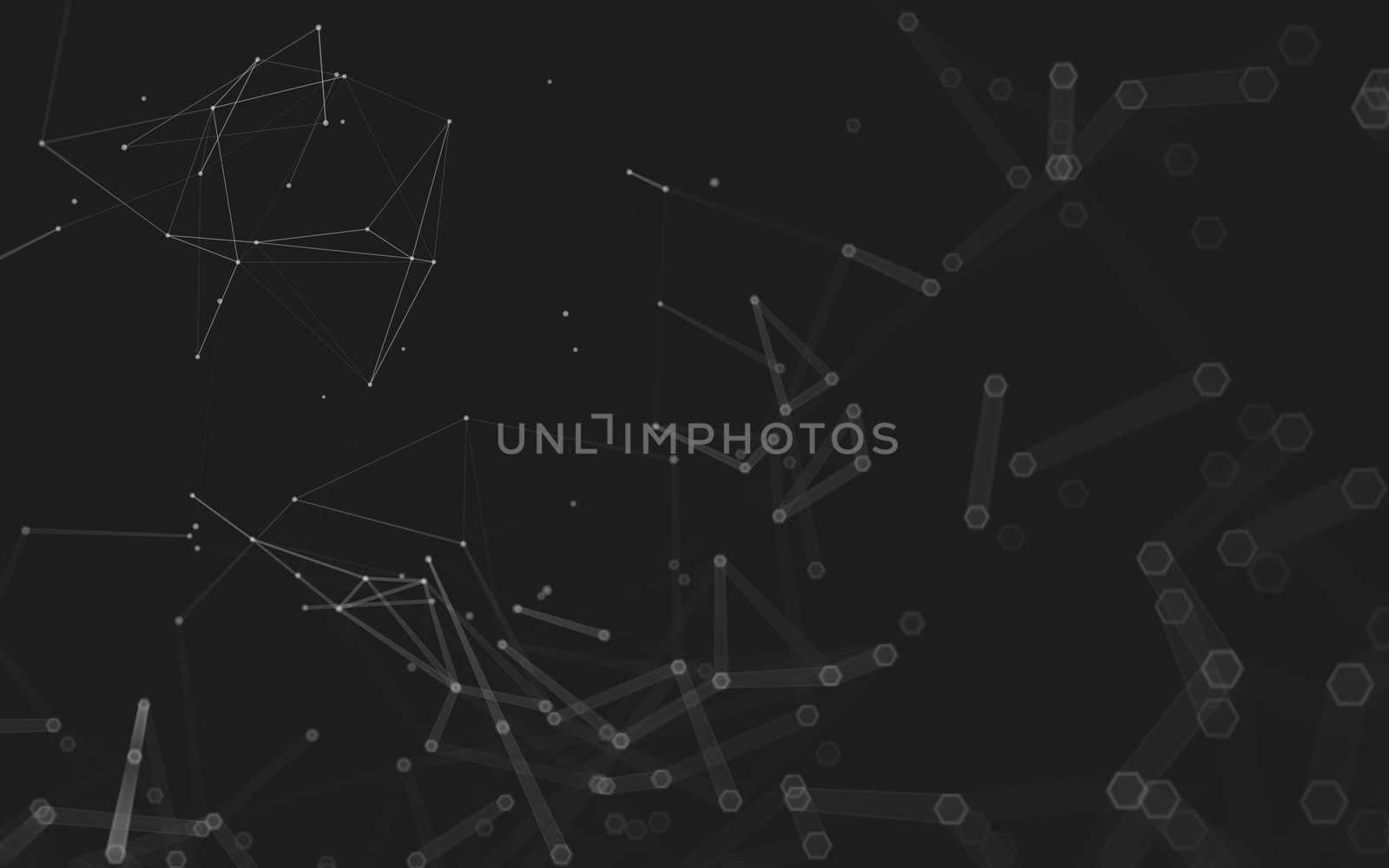 Abstract polygonal space low poly dark background with connecting dots and lines. Connection structure. 3d rendering