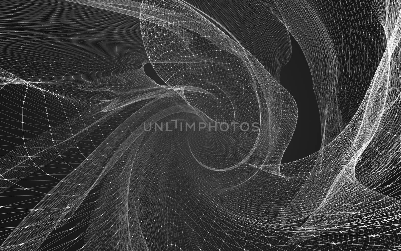 Abstract polygonal space low poly dark background with connecting dots and lines. Connection structure. 3d rendering