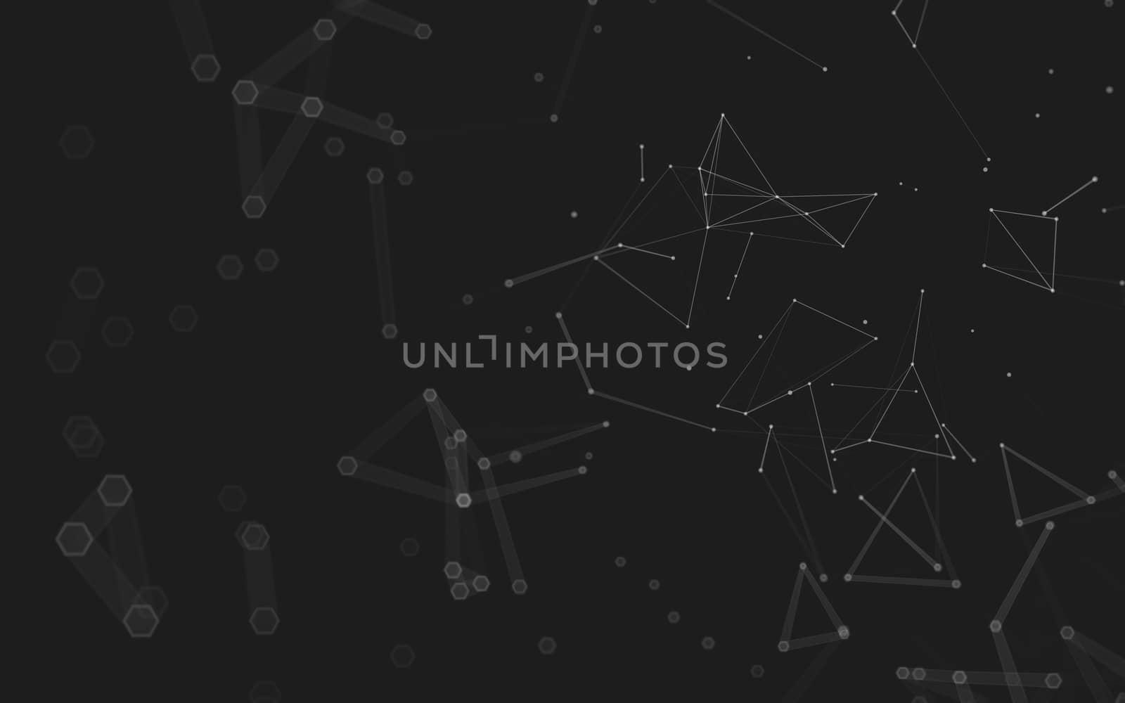 Abstract polygonal space low poly dark background with connecting dots and lines. Connection structure. 3d rendering