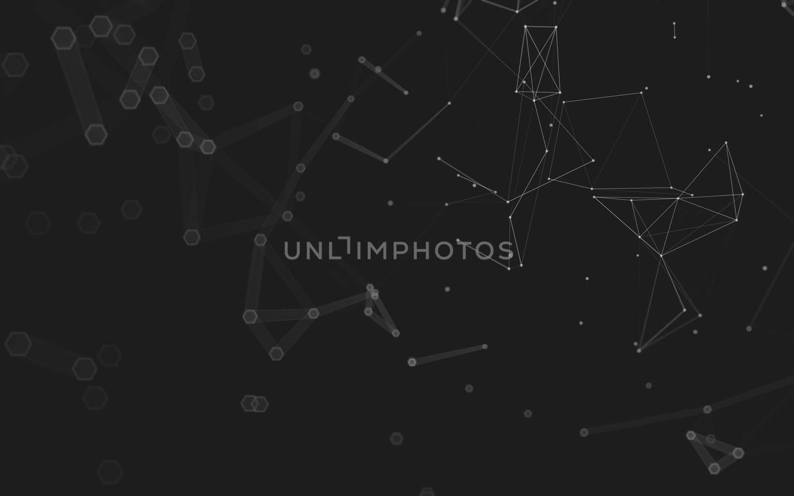 Abstract polygonal space low poly dark background with connecting dots and lines. Connection structure. 3d rendering