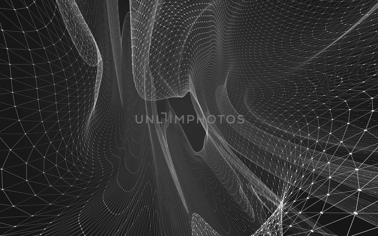 Abstract polygonal space low poly dark background with connecting dots and lines. Connection structure. 3d rendering