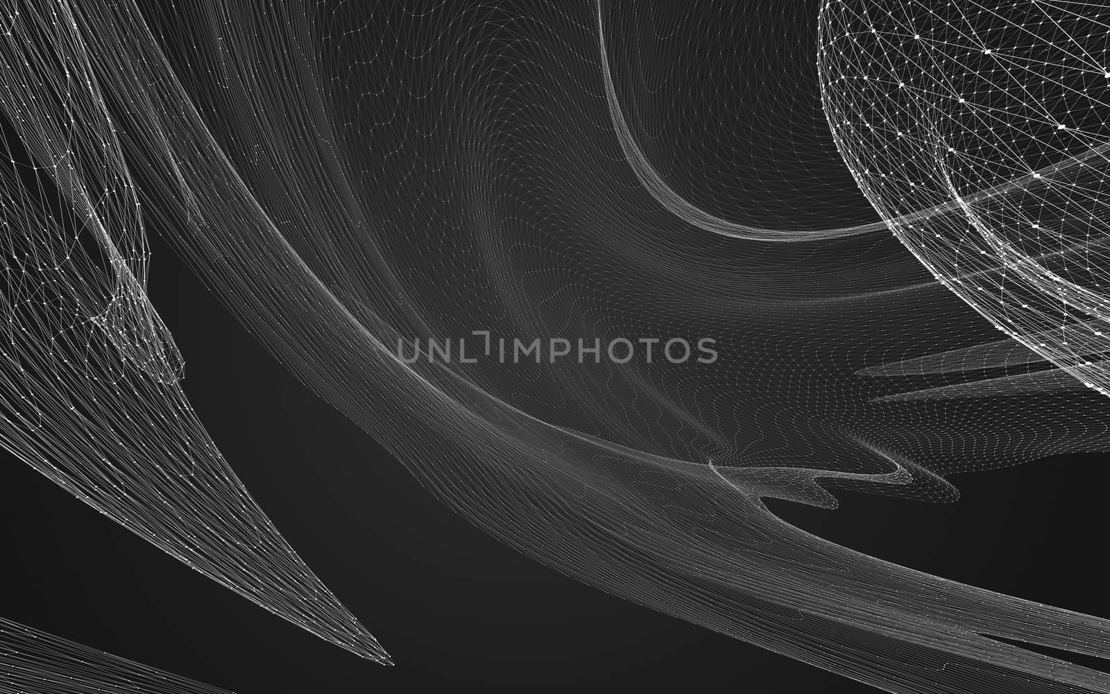 Abstract polygonal space low poly dark background, 3d rendering by teerawit