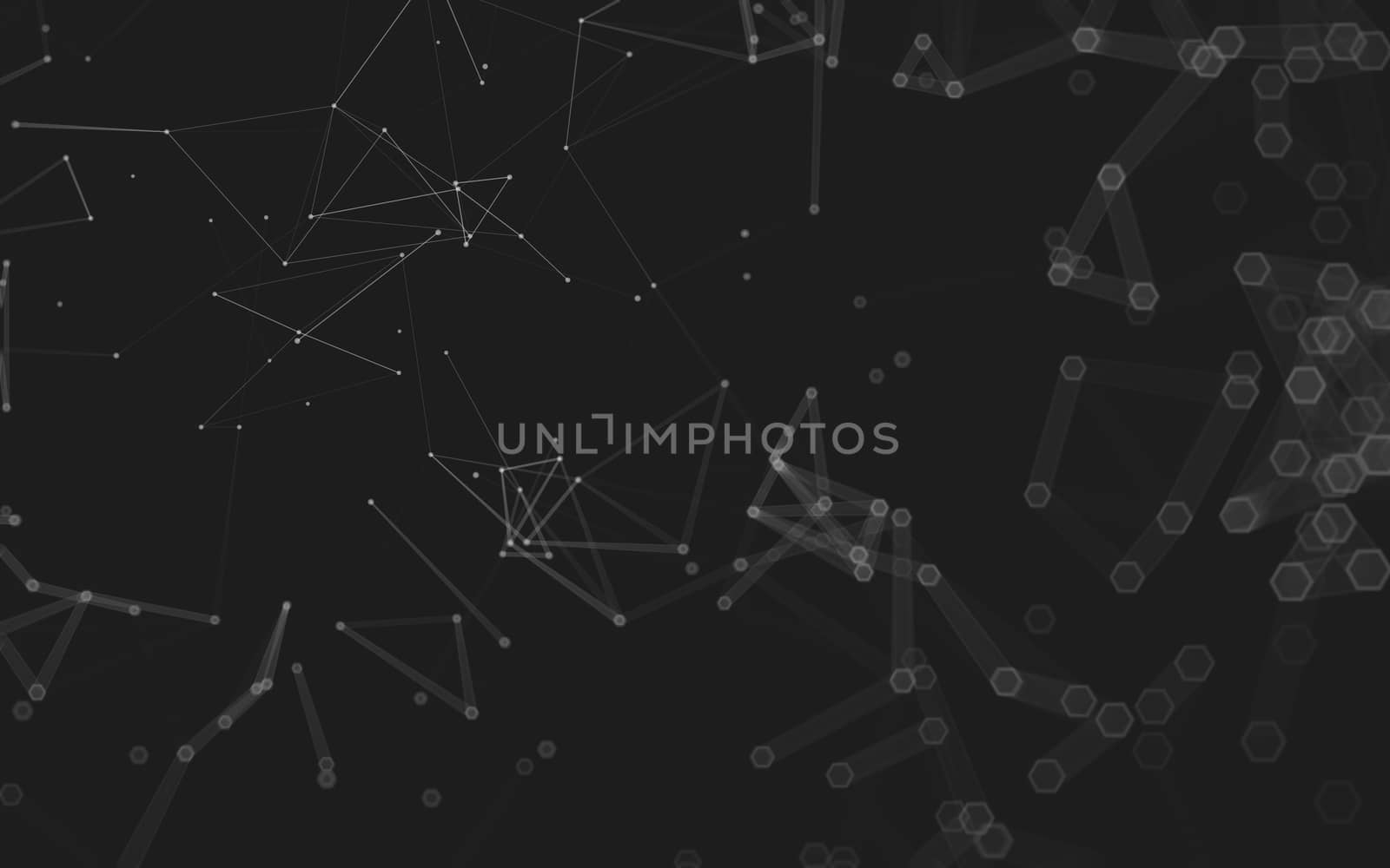 Abstract polygonal space low poly dark background with connecting dots and lines. Connection structure. 3d rendering