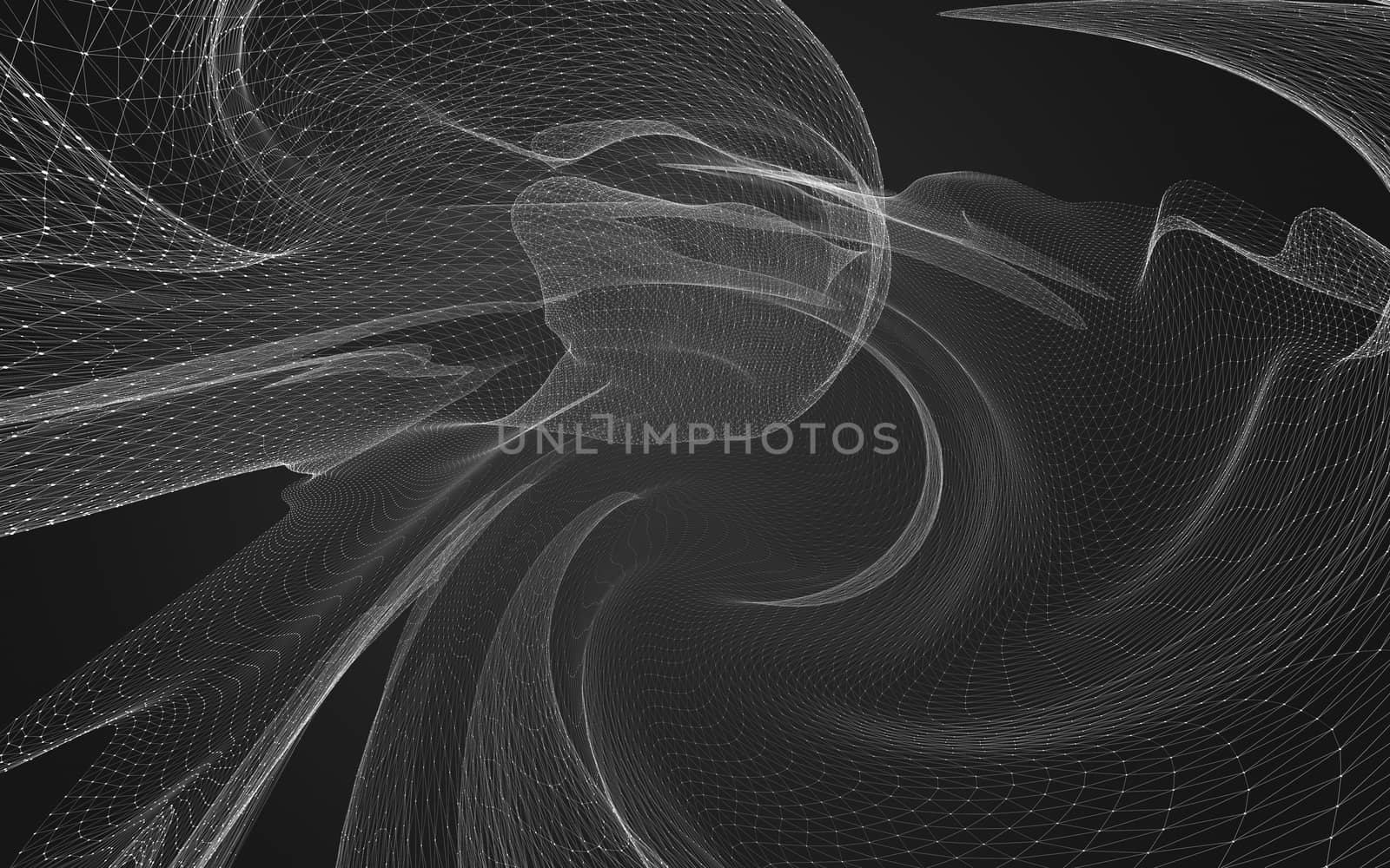 Abstract polygonal space low poly dark background, 3d rendering by teerawit