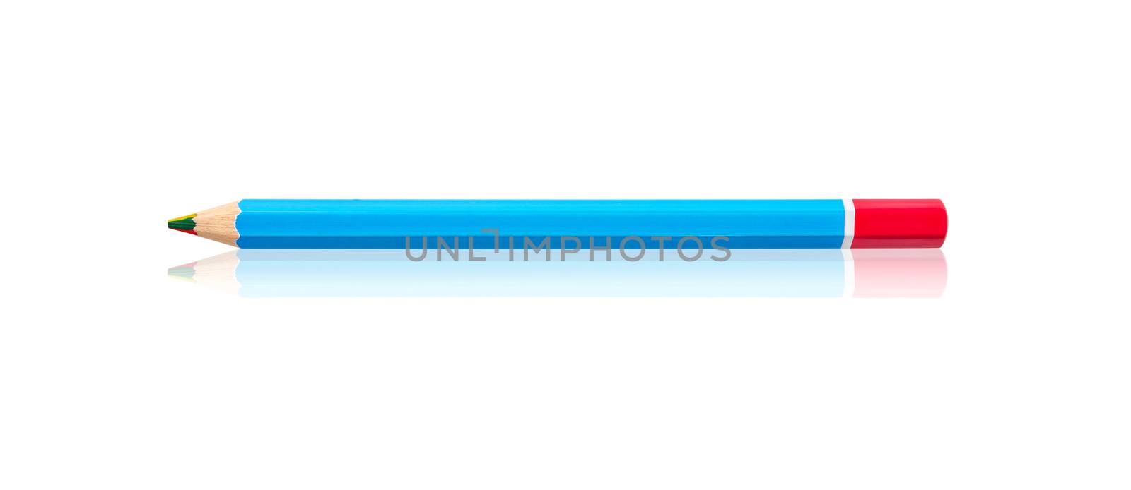 Multicolor wooden pencil in one or rainbow color pencil isolated on white background, Save clipping path.