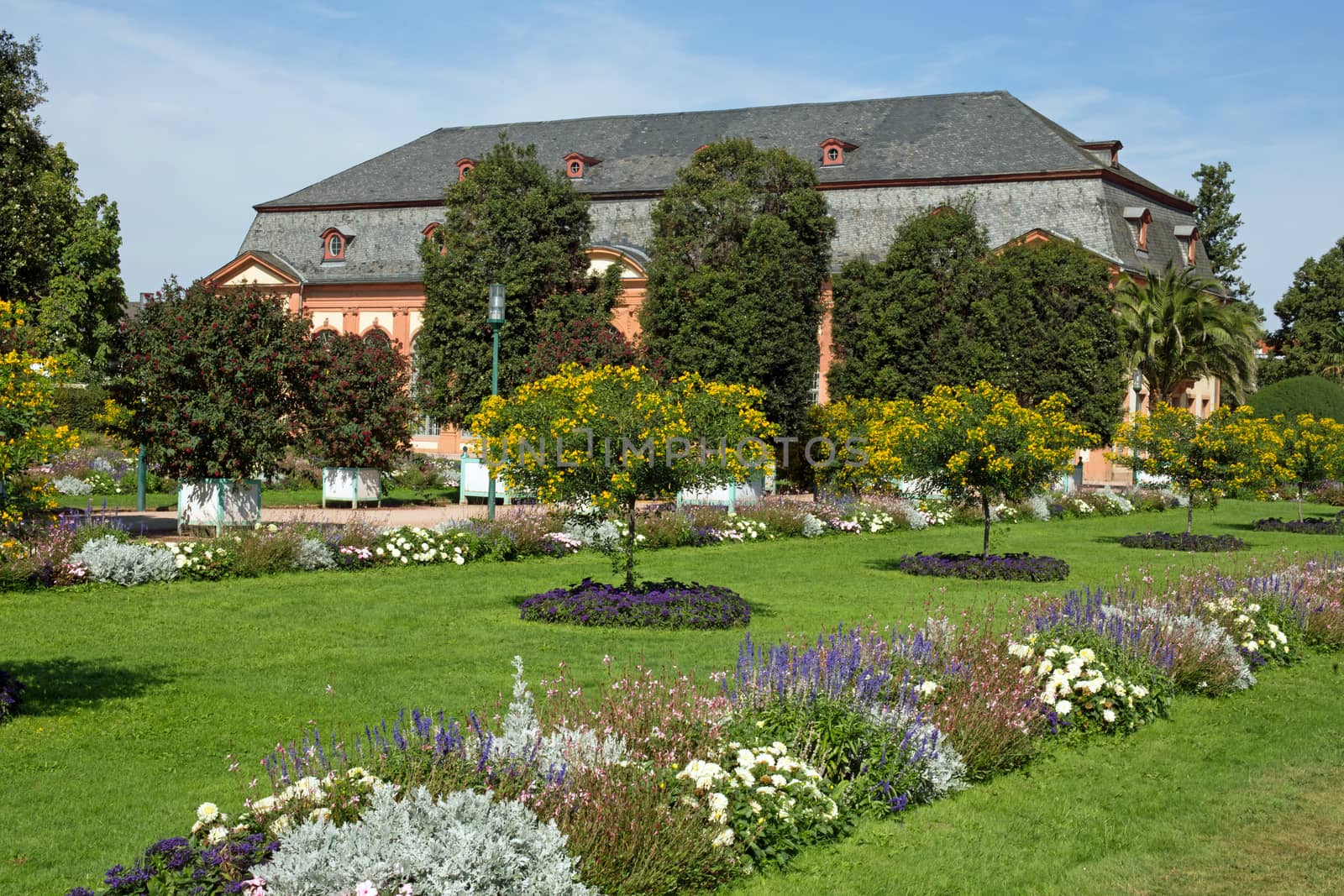 Orangerie and Orangerie garden in Darmstadt (Hesse, Germany)