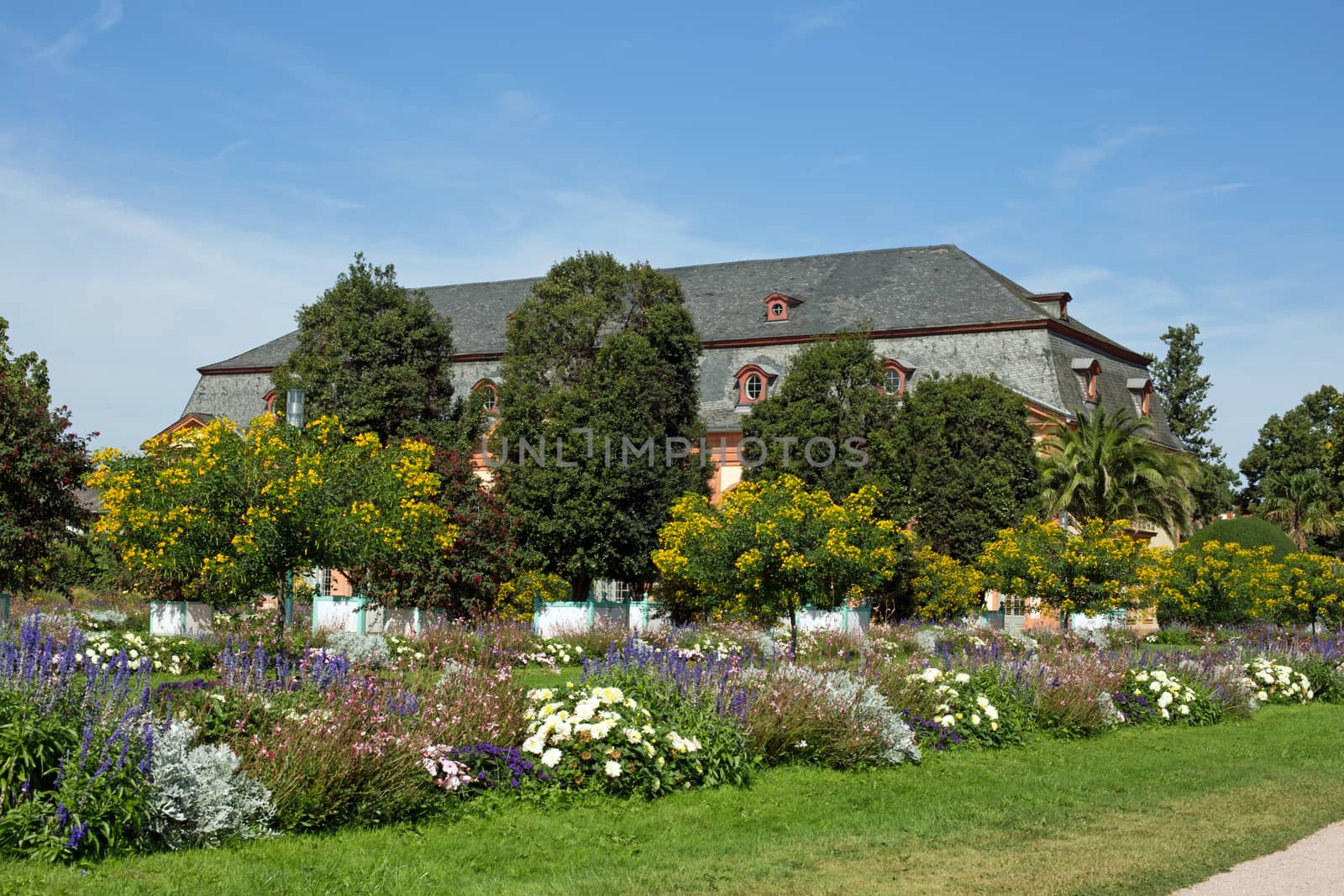 Orangerie and Orangerie garden in Darmstadt (Hesse, Germany)