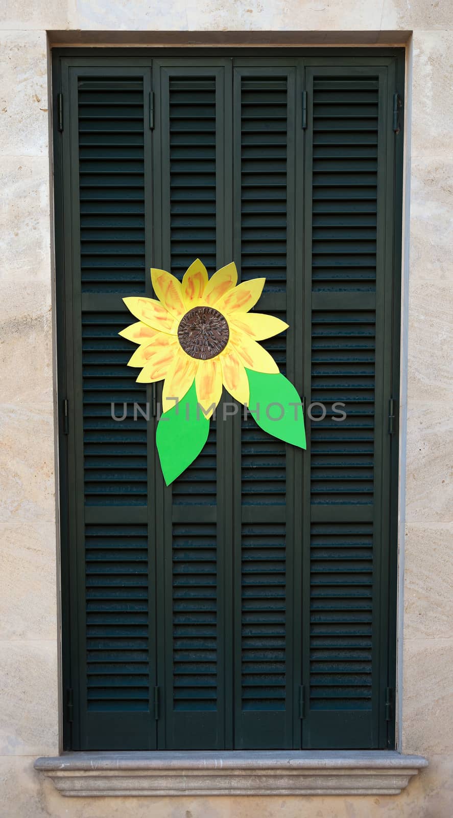 Window with shutters. Close-up view.