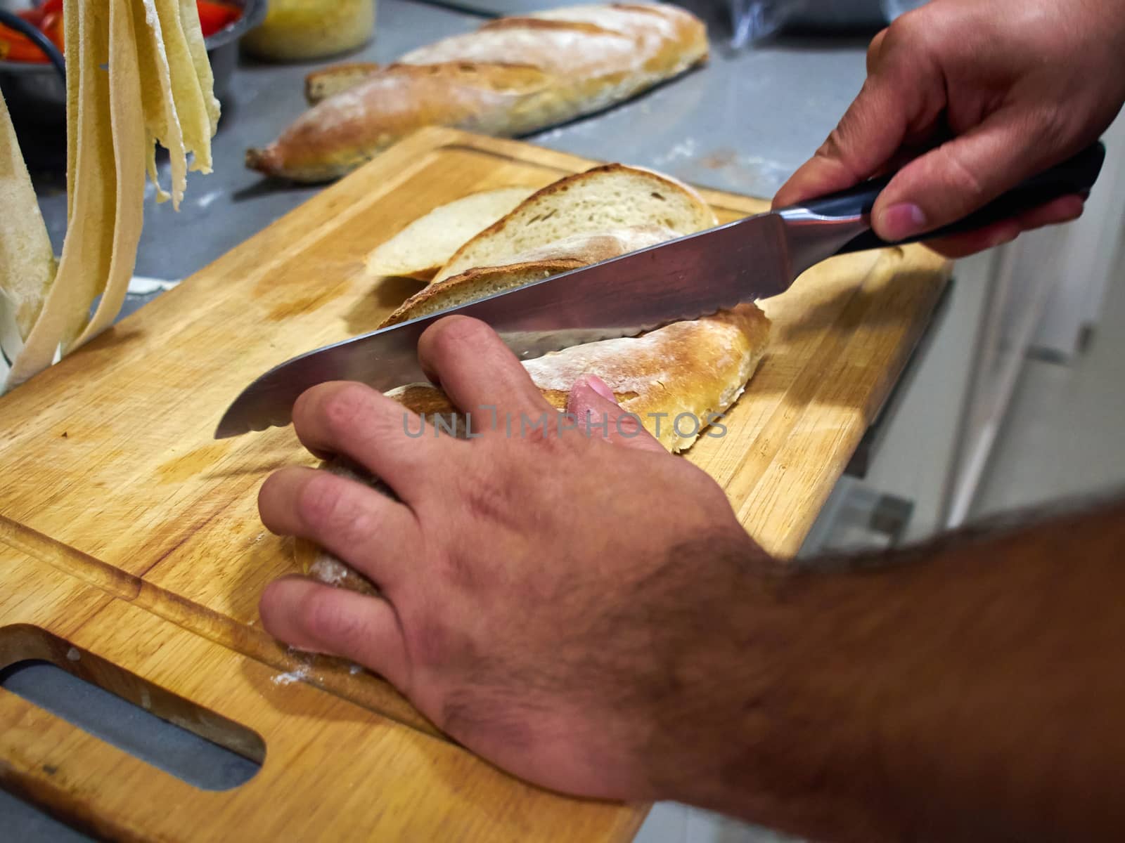Freshly baked Famous Traditional Italian Ciabatta Bread