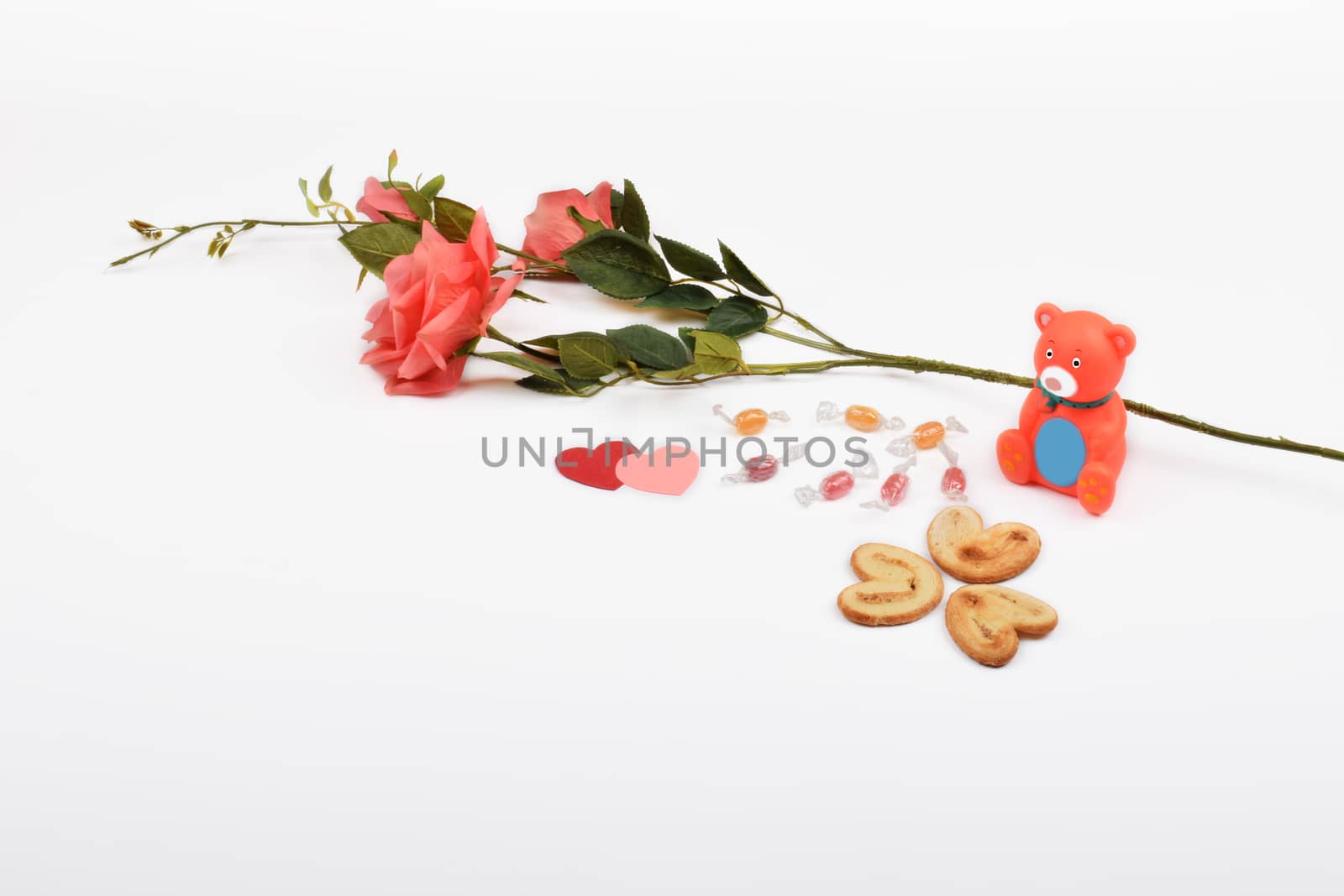 Mock up objects isolated on the topic - Valentine's Day, front view