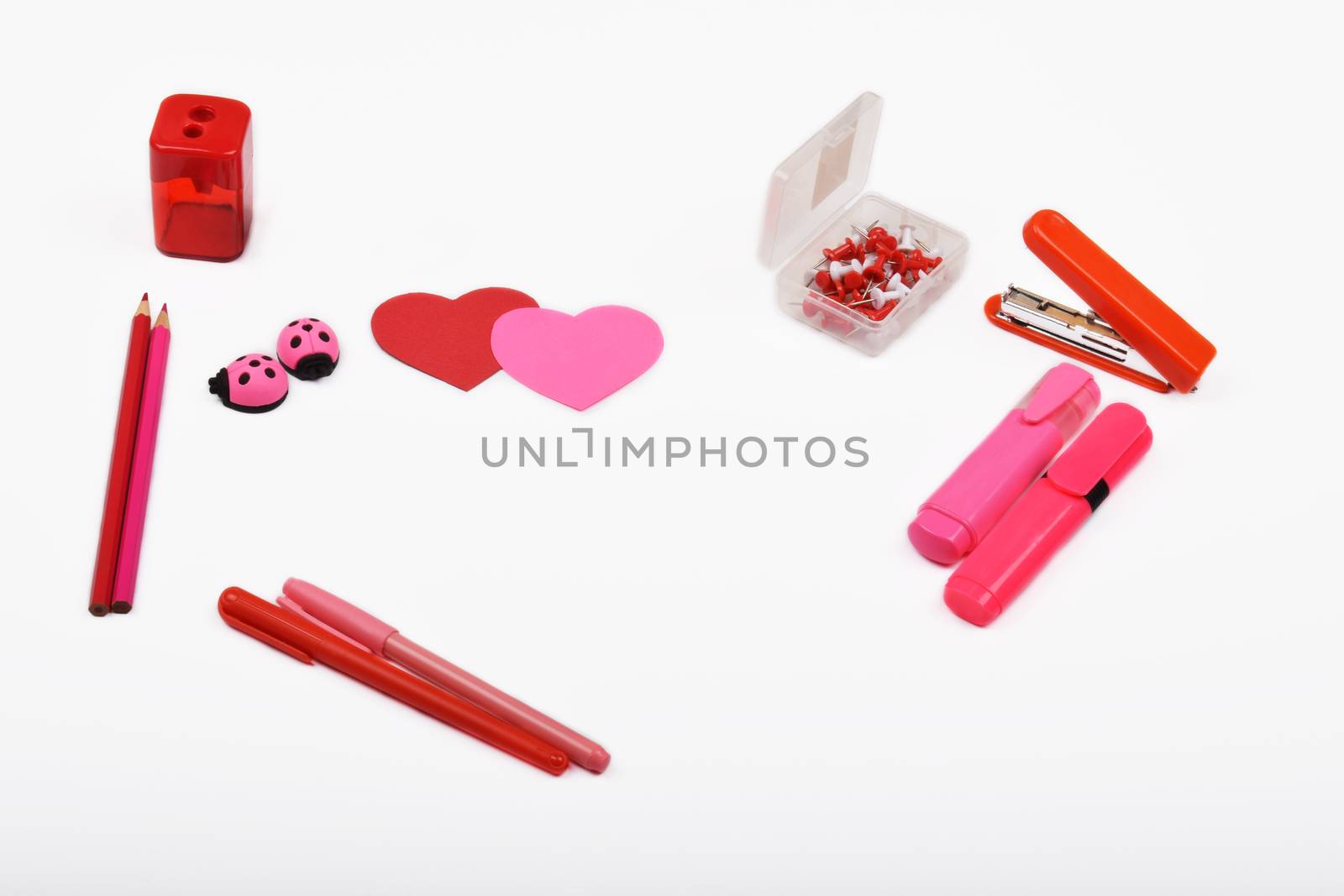 Mock up objects isolated on the topic - Valentine's Day, front view