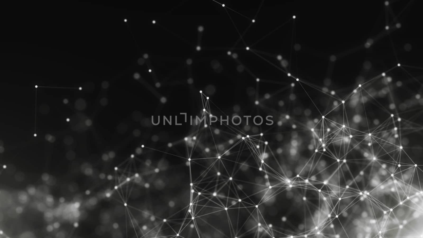 Abstract connected dots. Technology concept background. 3d rendering