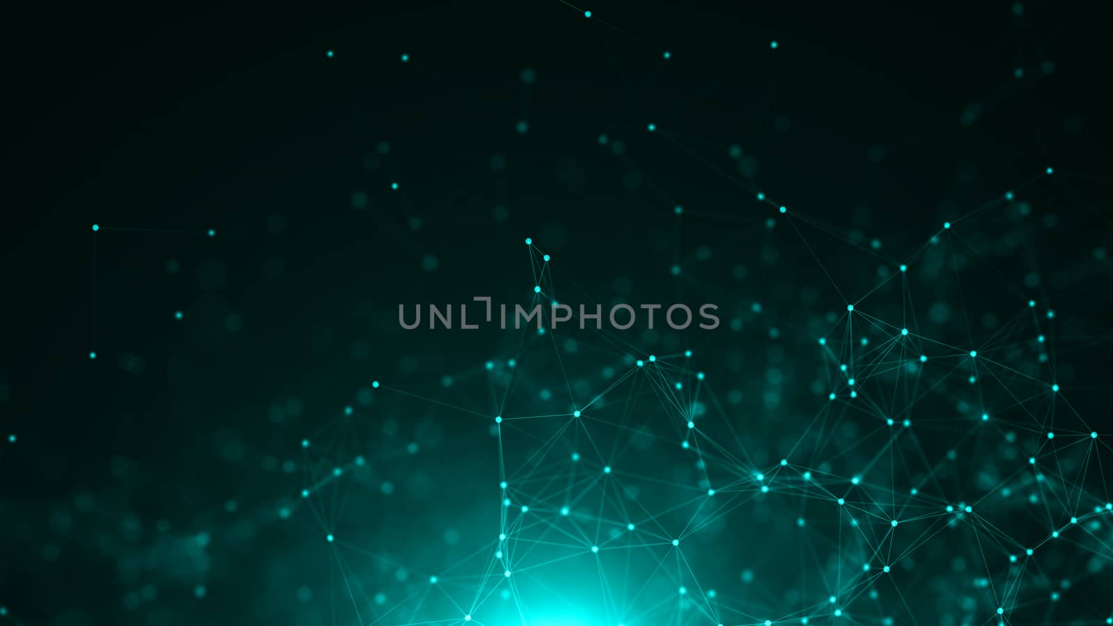 Abstract connected dots. Technology concept background. 3d rendering