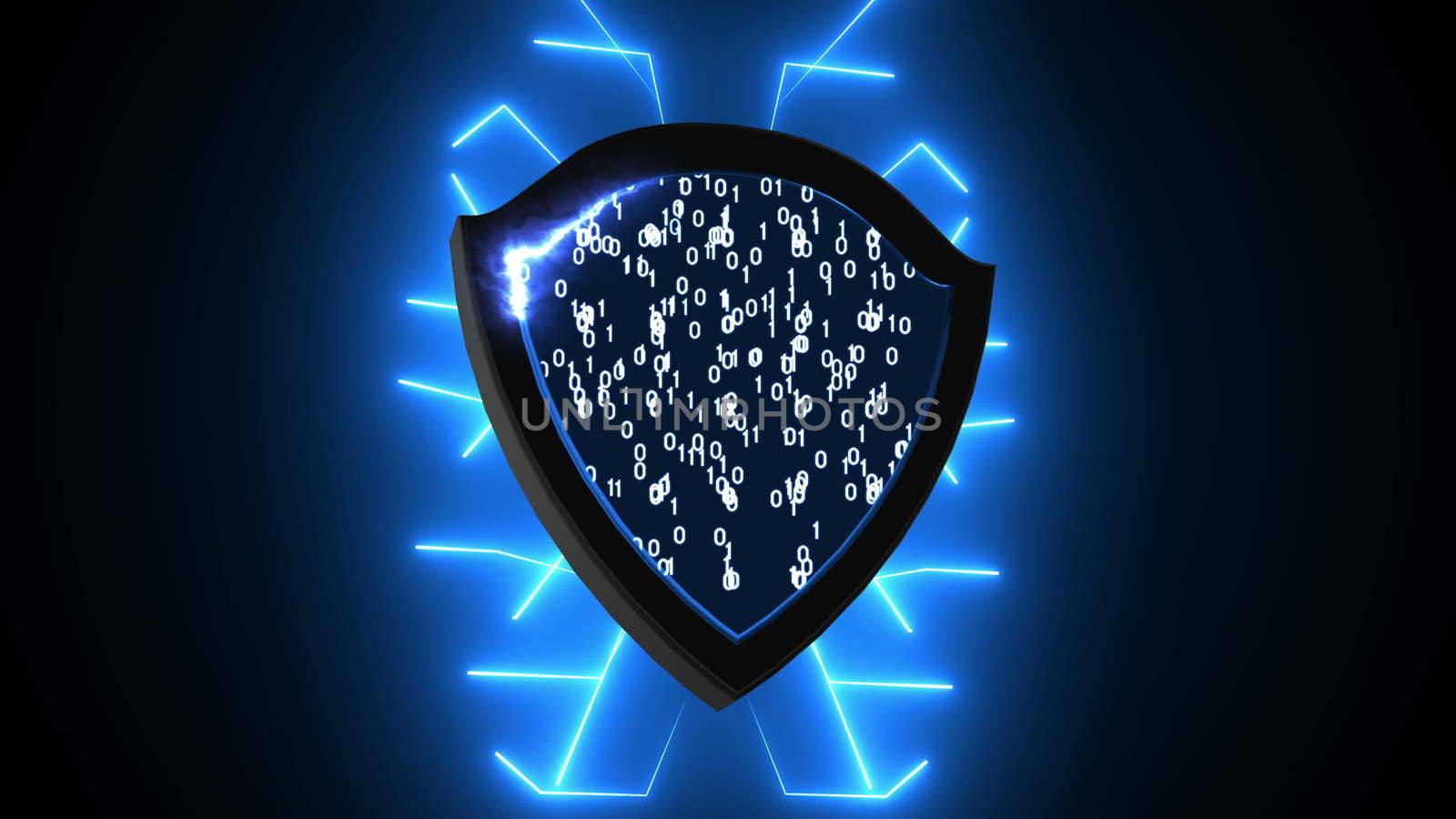 Abstract background with Security Shield. Cyber Background. 3d rendering