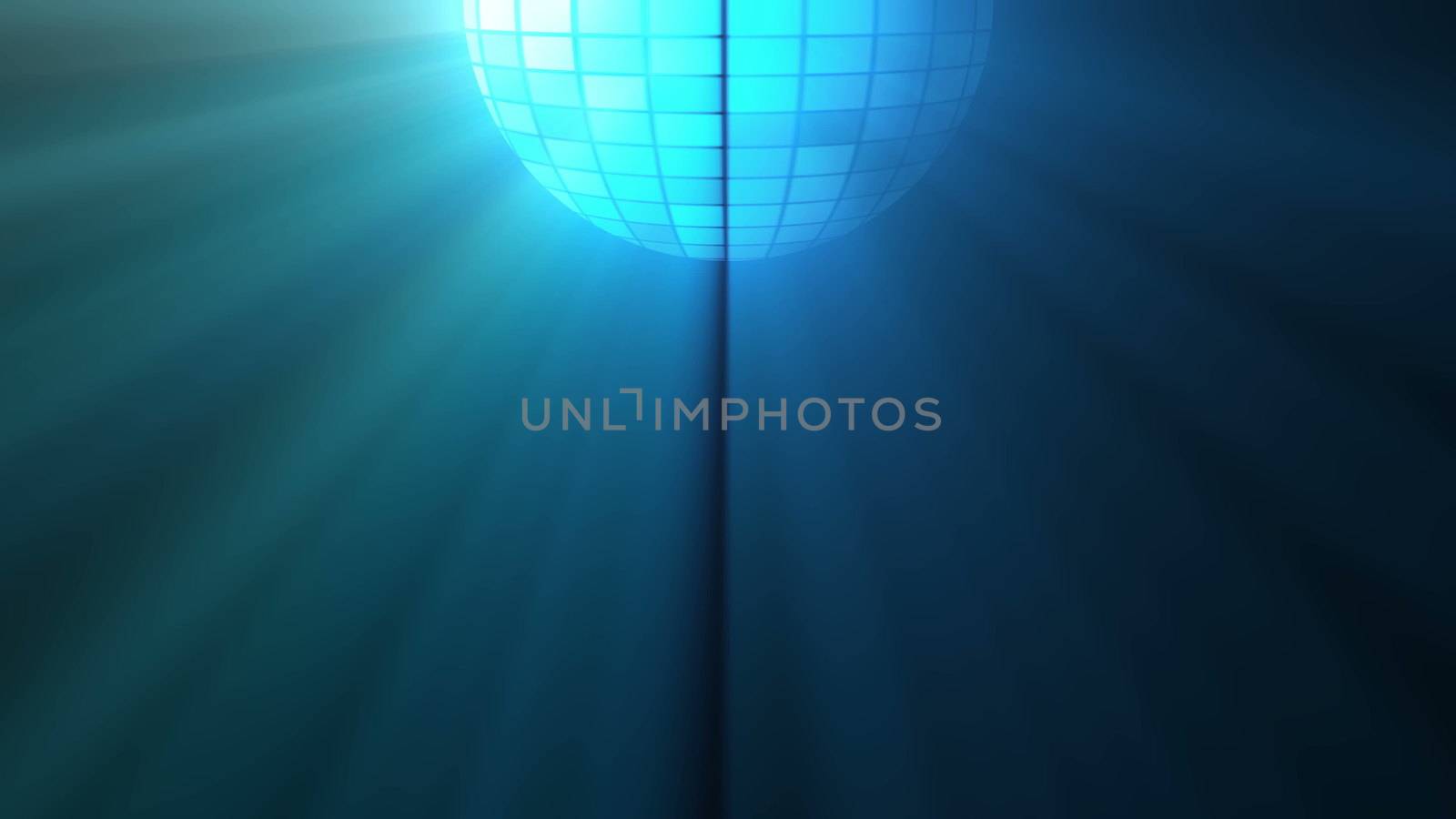 Abstract background with disco ball and lights. 3D rendering