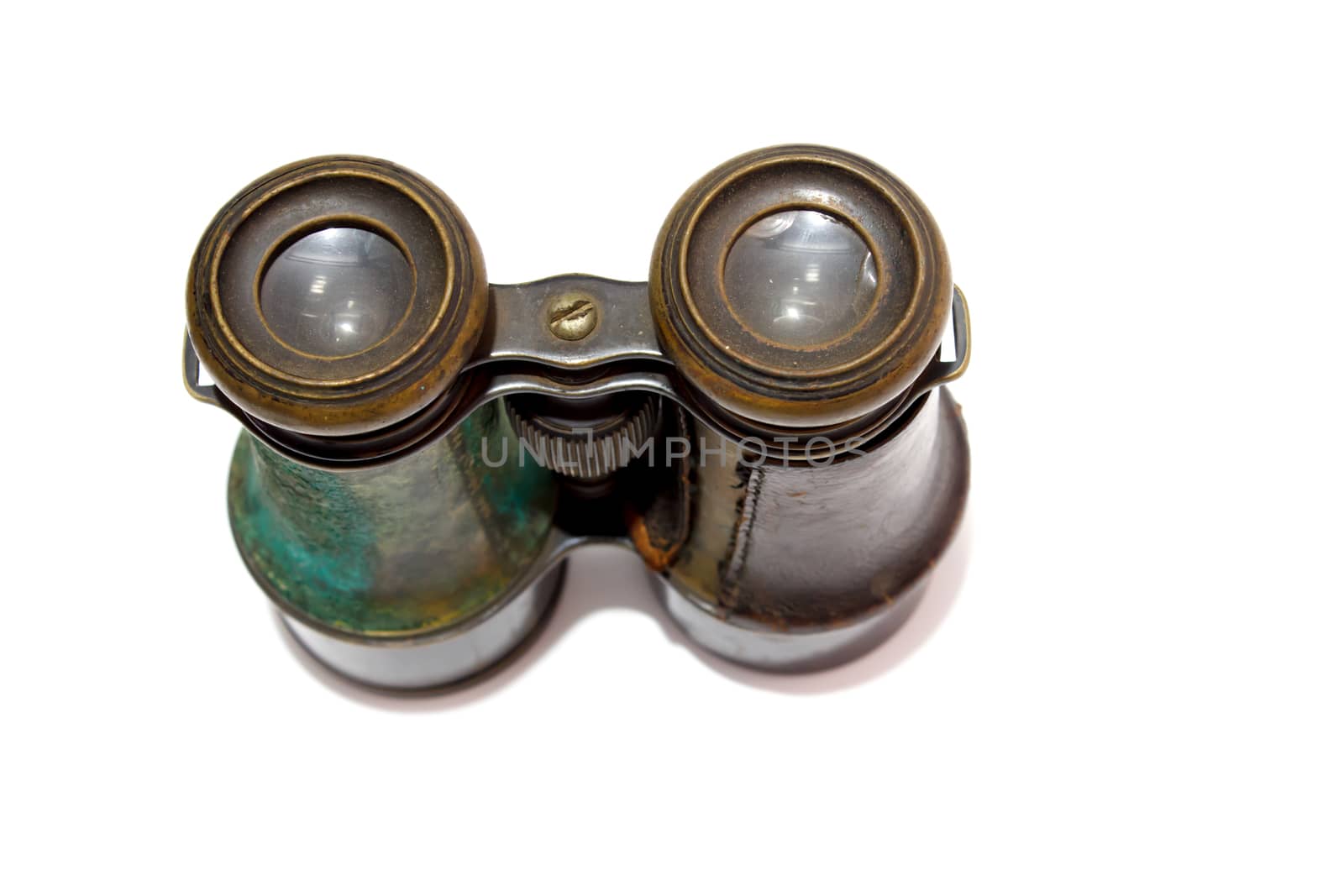 Vintage binoculars on white background by RiaanAlbrecht