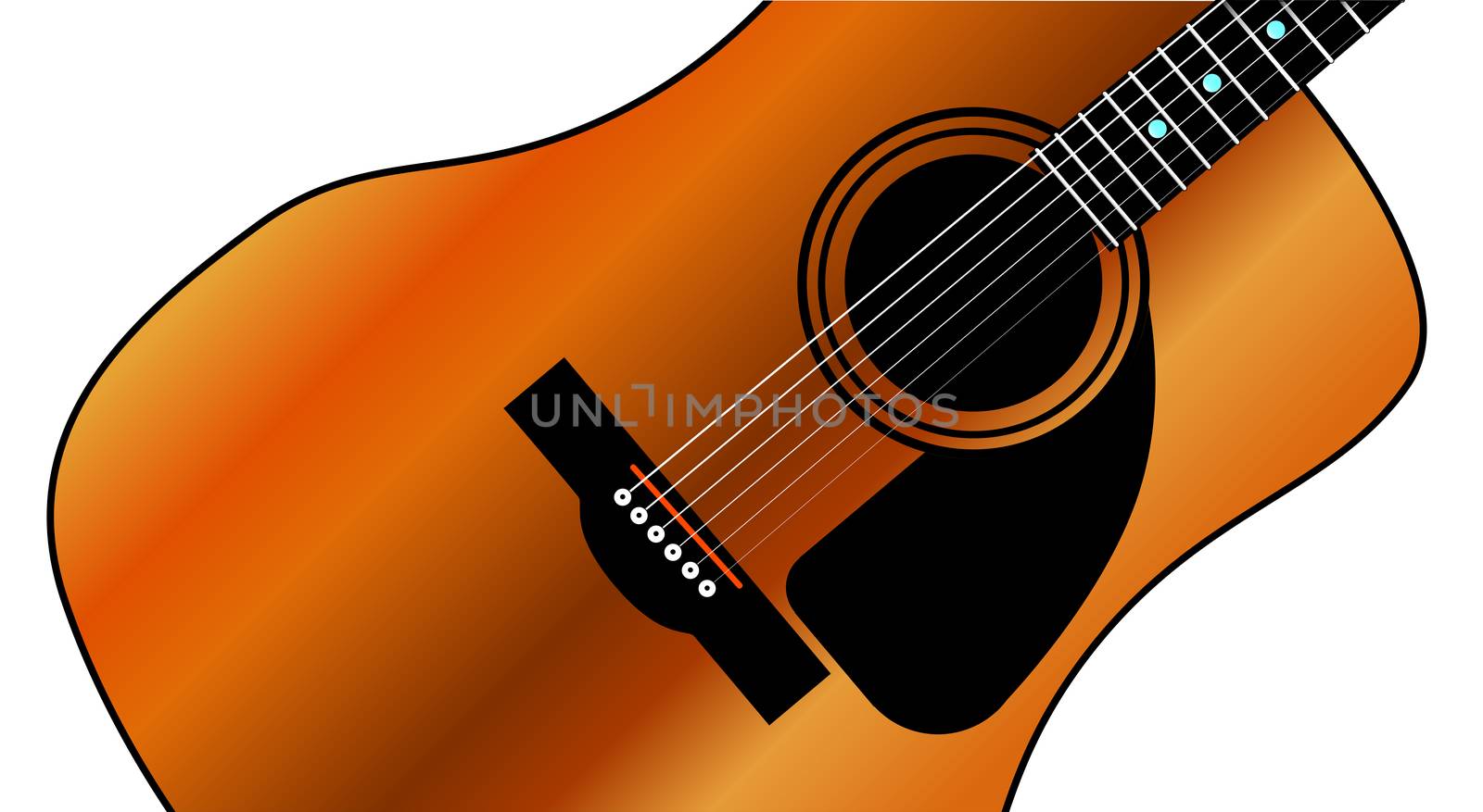 A typical western style acoustic guitar isolated over a white background.