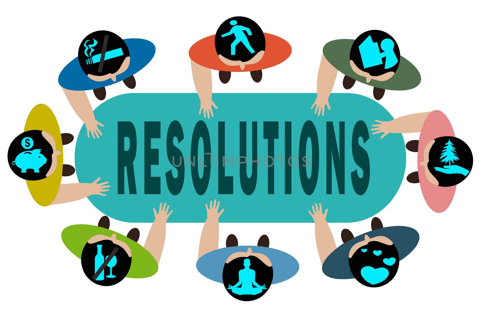 New Year's Resolution concept illustration isolated on white background.
