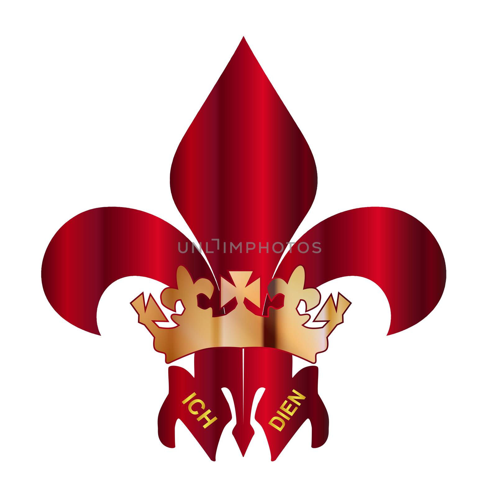 The traditional Fleur de Lis or three feathers symbol, or Prince ofWales's feathers