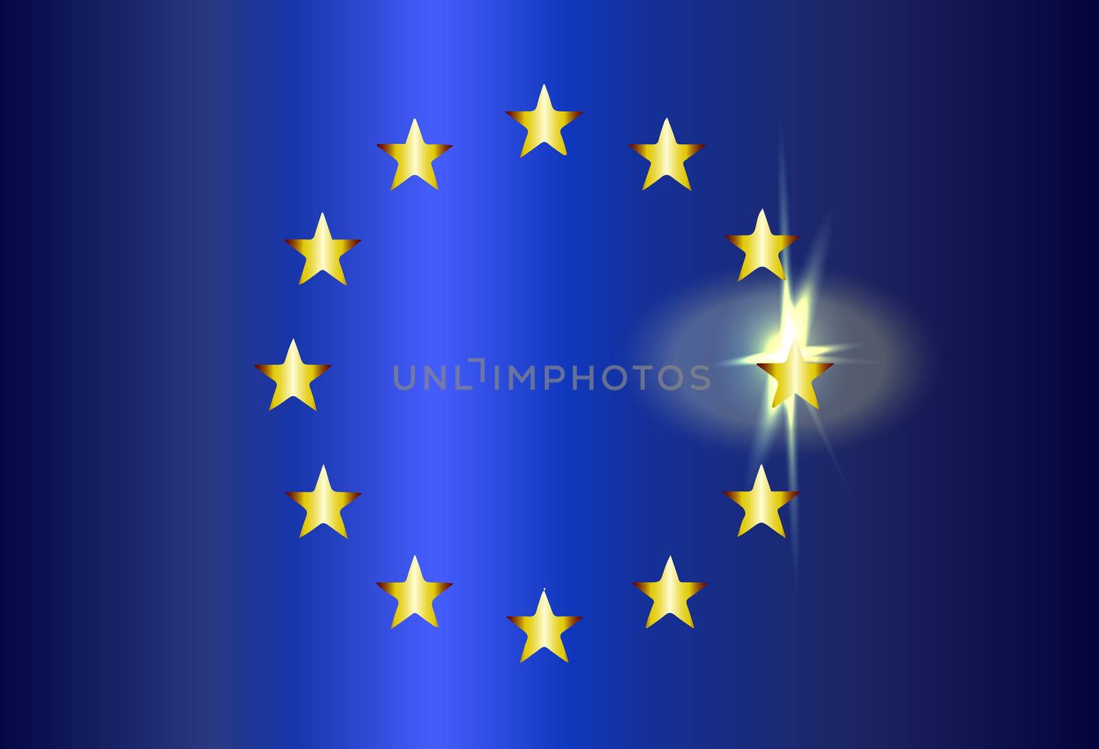 Flag of the European Union with blue background and yellow stars with grunge effect
