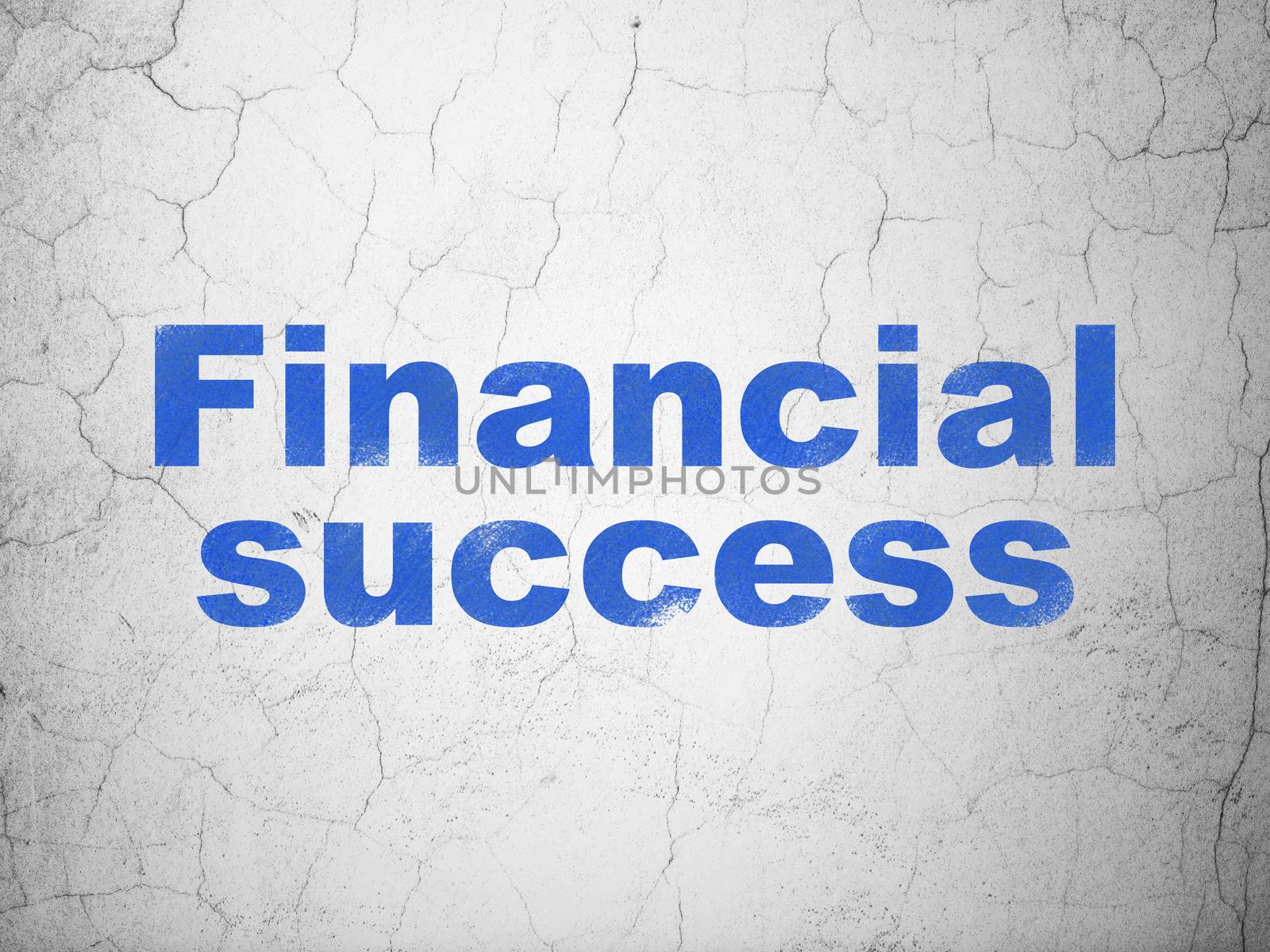 Banking concept: Blue Financial Success on textured concrete wall background
