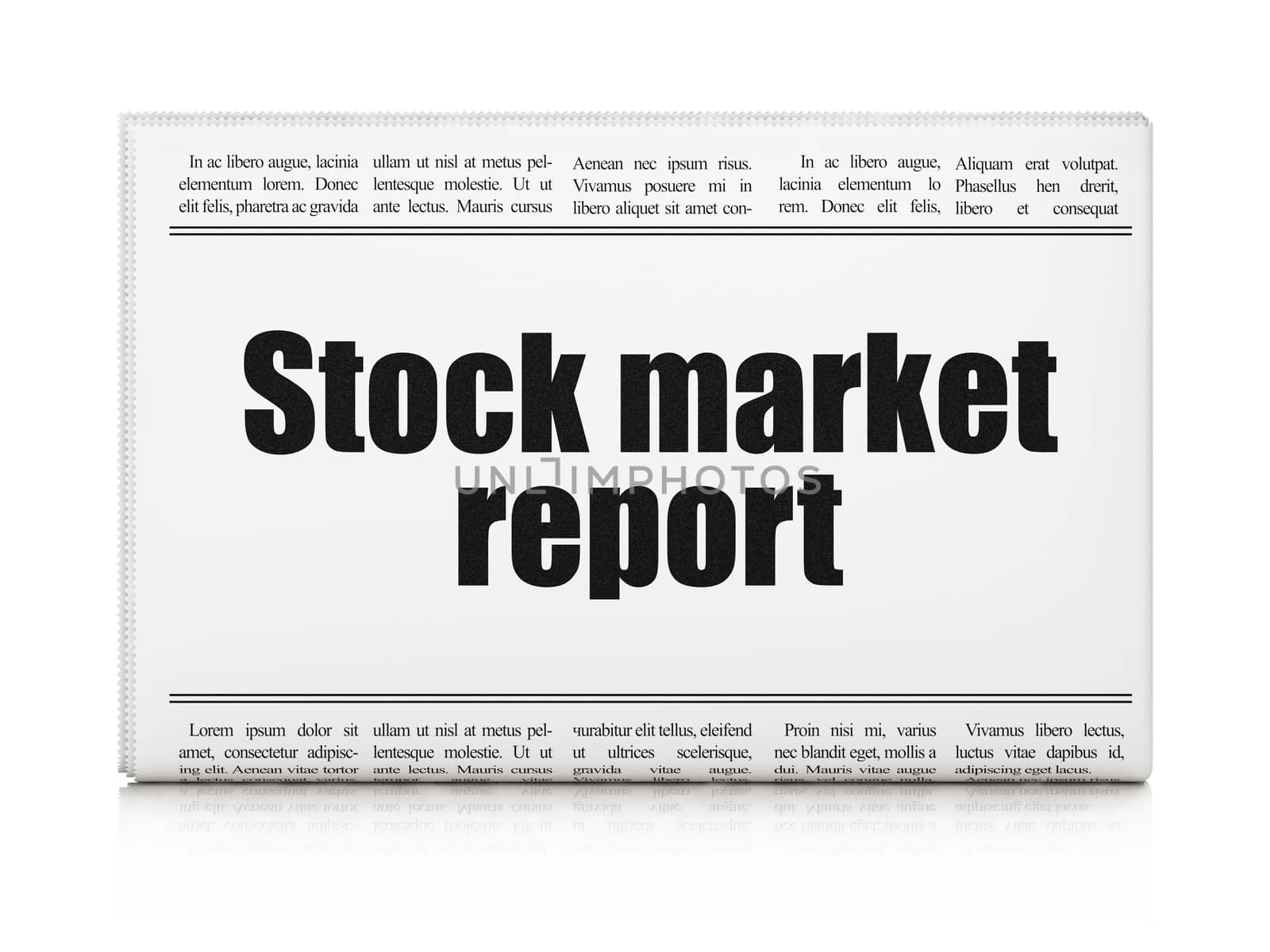 Banking concept: newspaper headline Stock Market Report on White background, 3D rendering