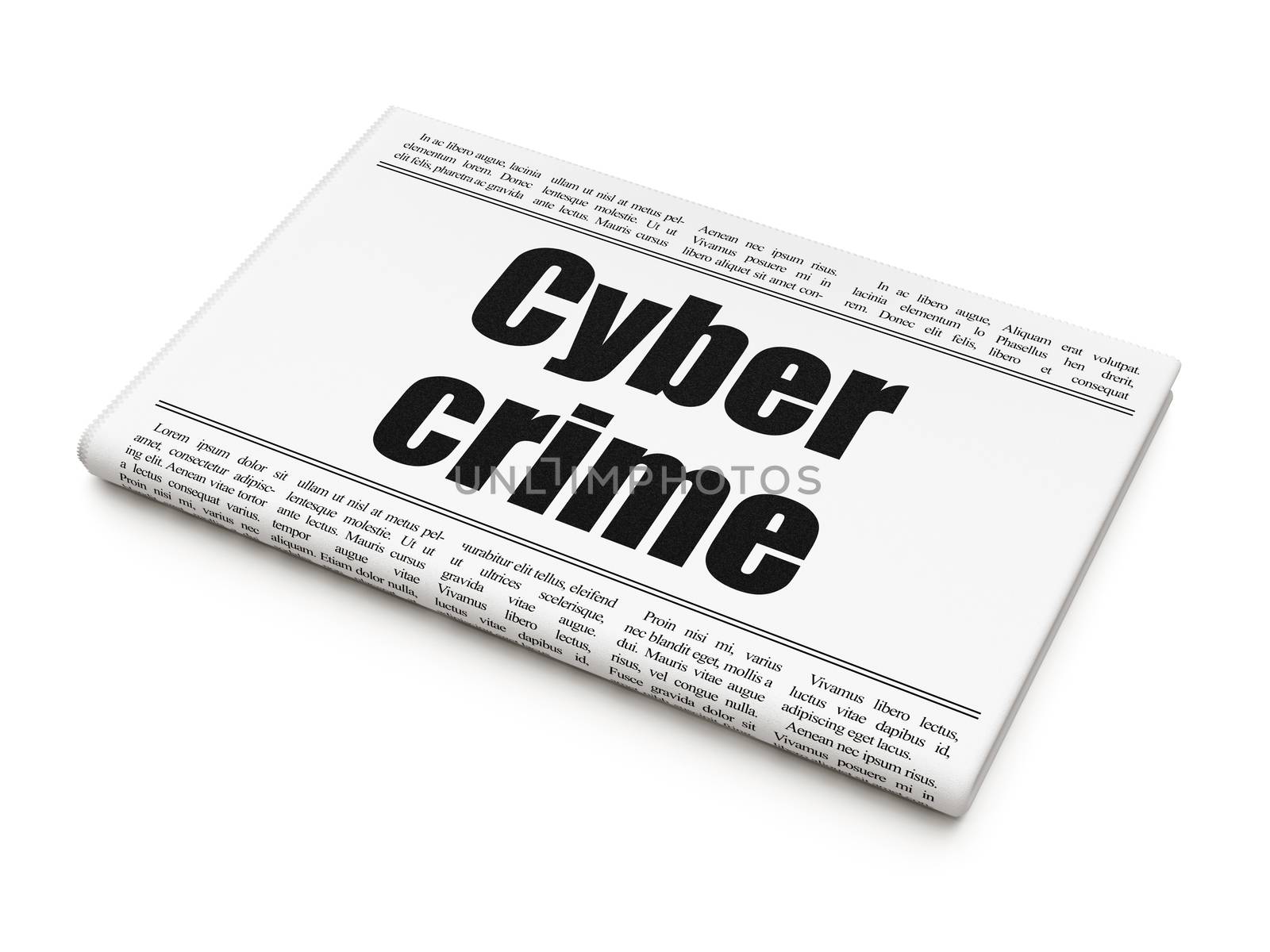 Security concept: newspaper headline Cyber Crime on White background, 3D rendering