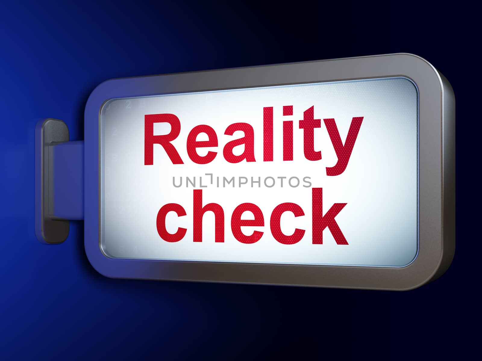 Business concept: Reality Check on advertising billboard background, 3D rendering