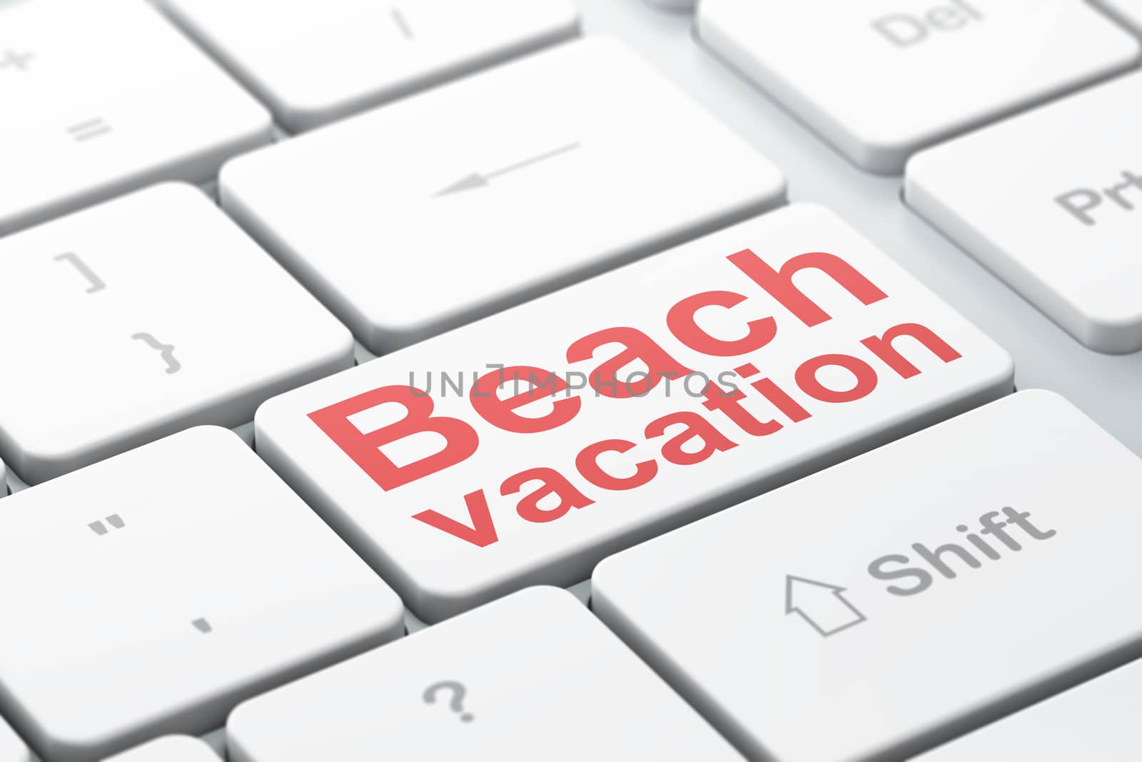 Travel concept: Beach Vacation on computer keyboard background by maxkabakov