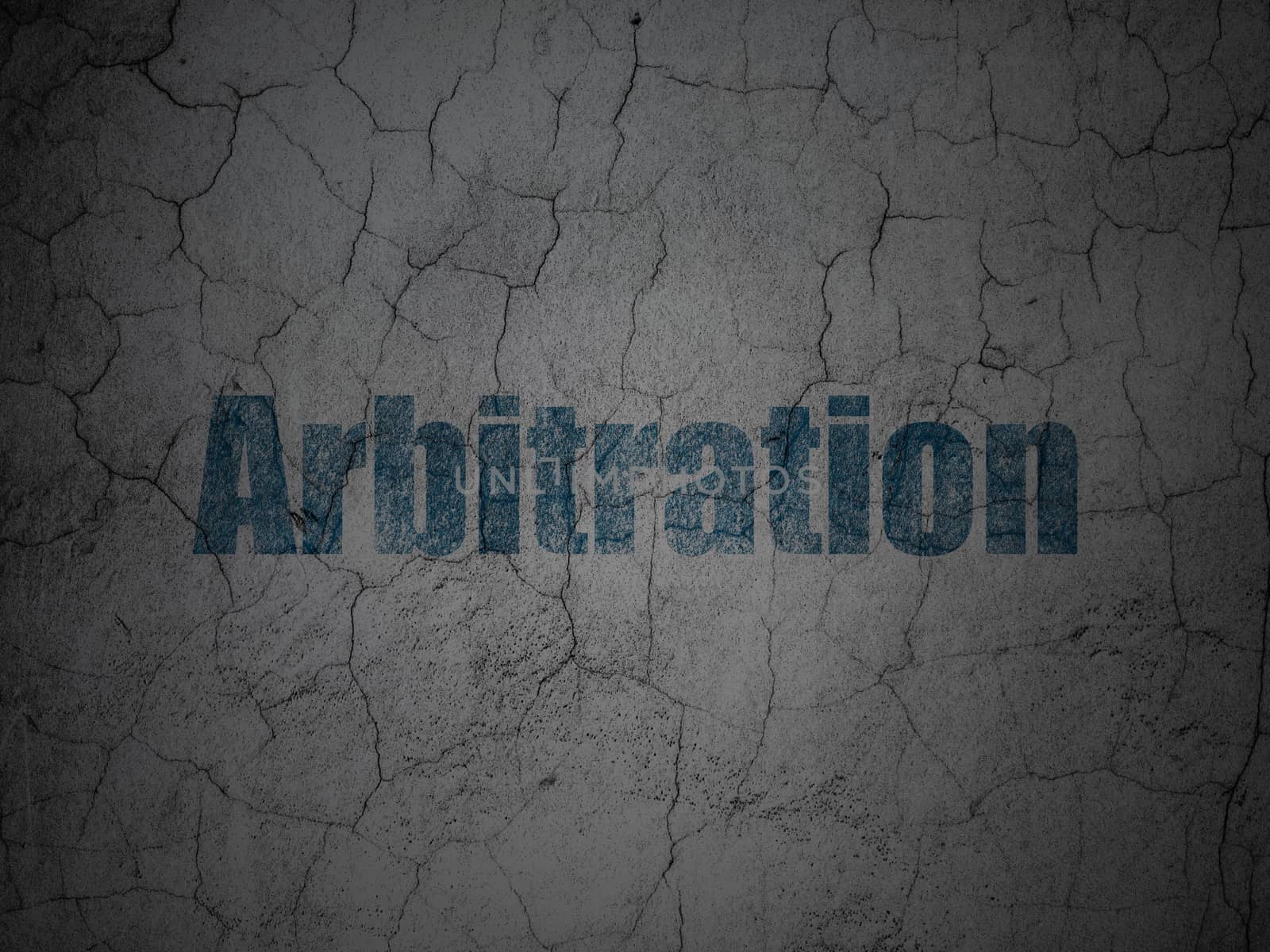 Law concept: Blue Arbitration on grunge textured concrete wall background