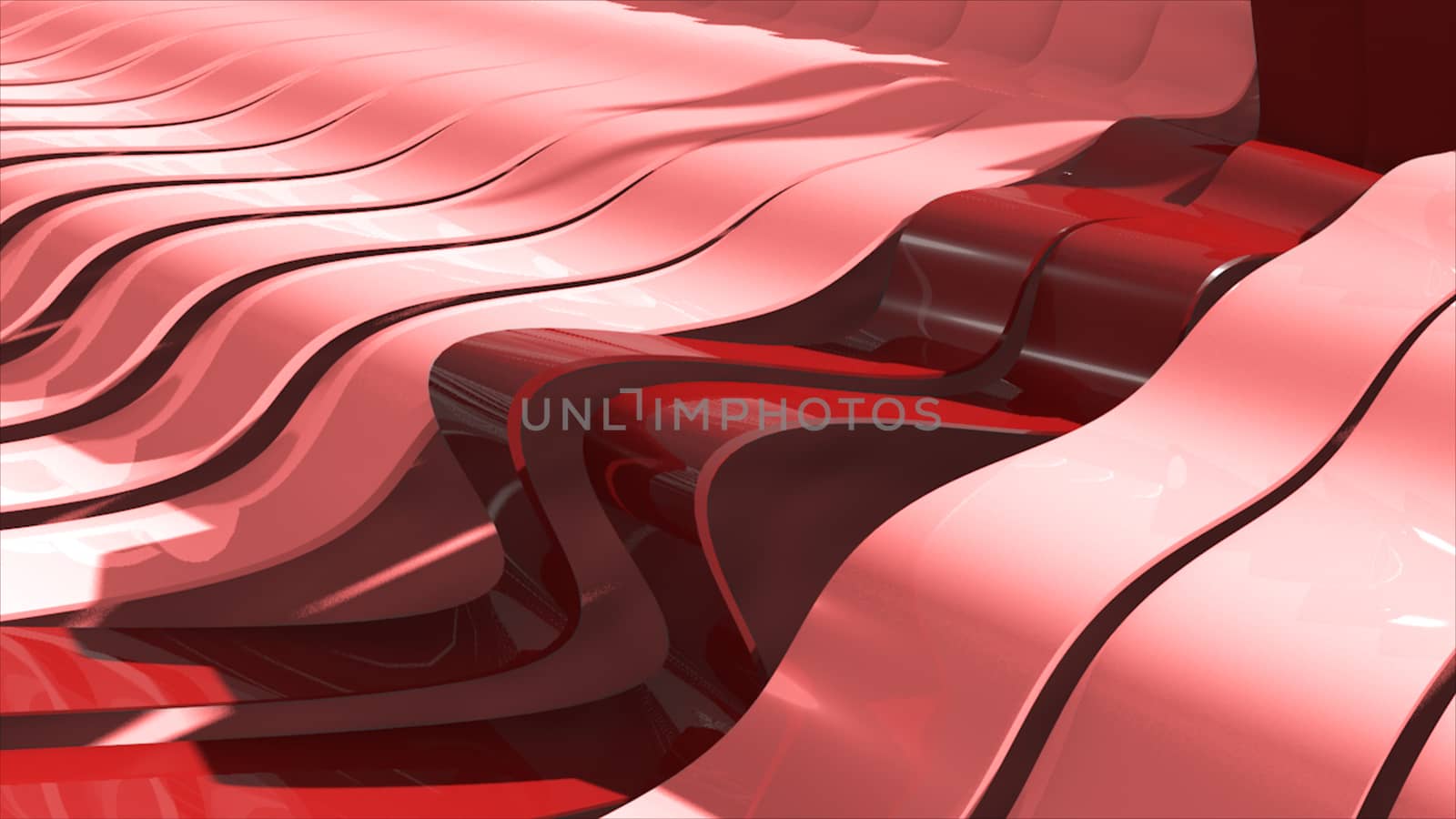 Abstract background with realistic waves lines. Red bend lines in the center. Technology backdrop by nolimit046
