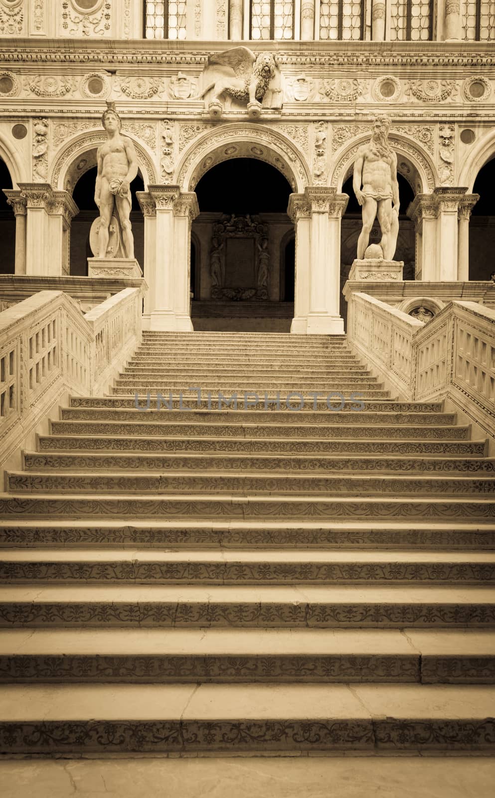 Venice, Italy. Detail of Palazzo Ducale stairway