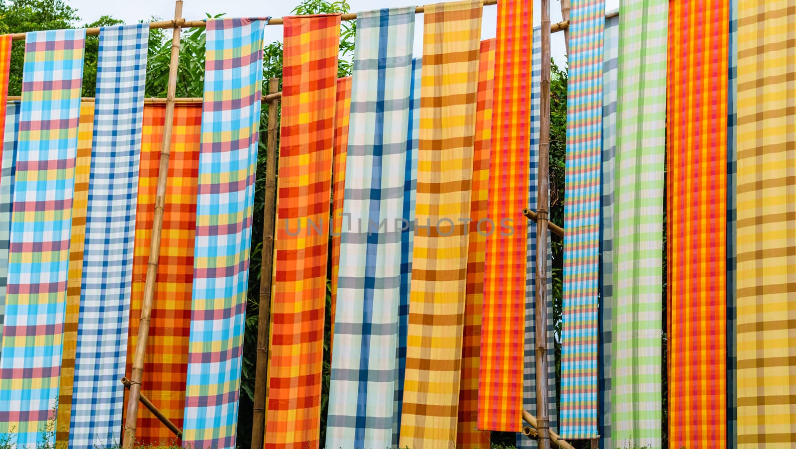 Colorful loincloth fabric in Thai style background