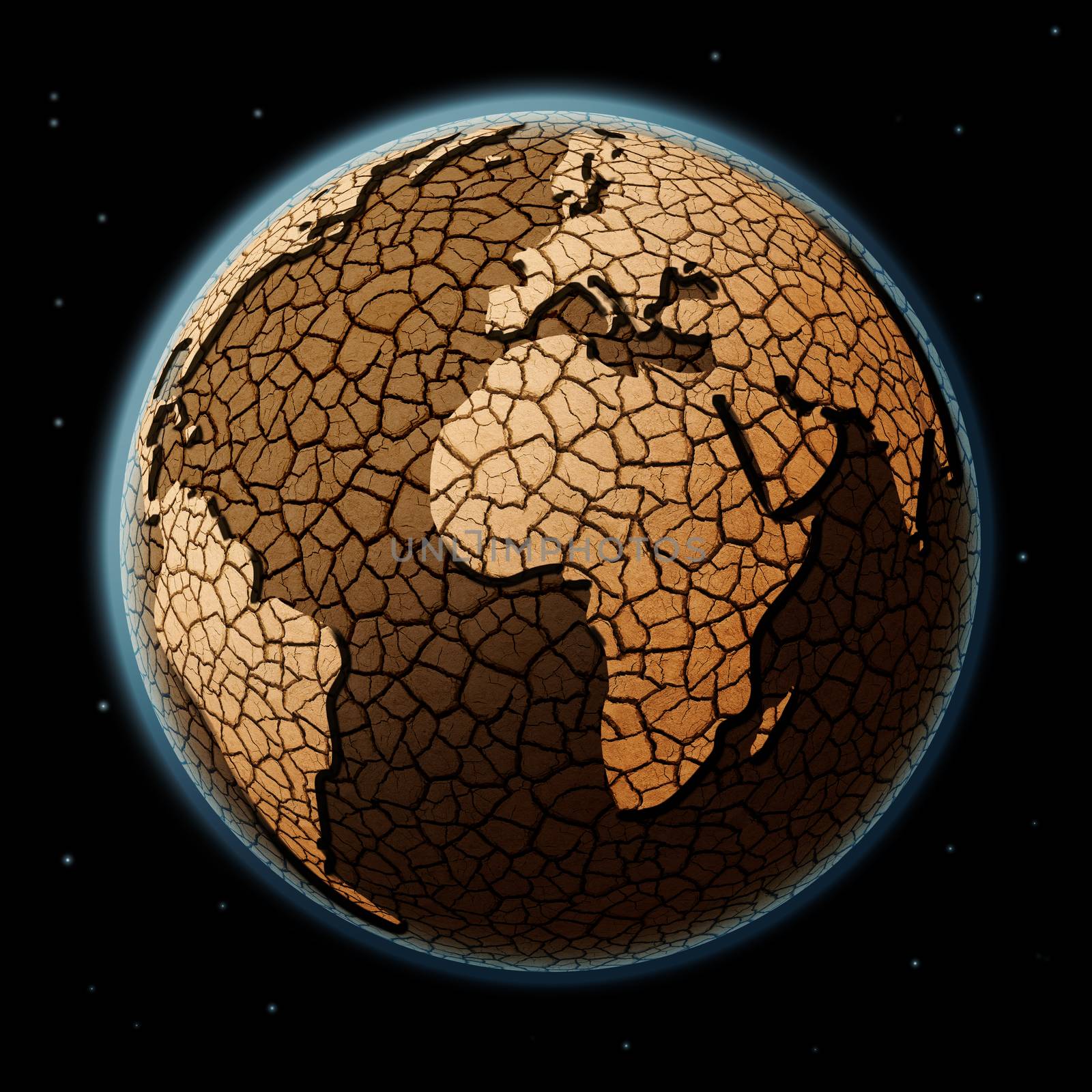 Dry Earth in space., concept of global warming