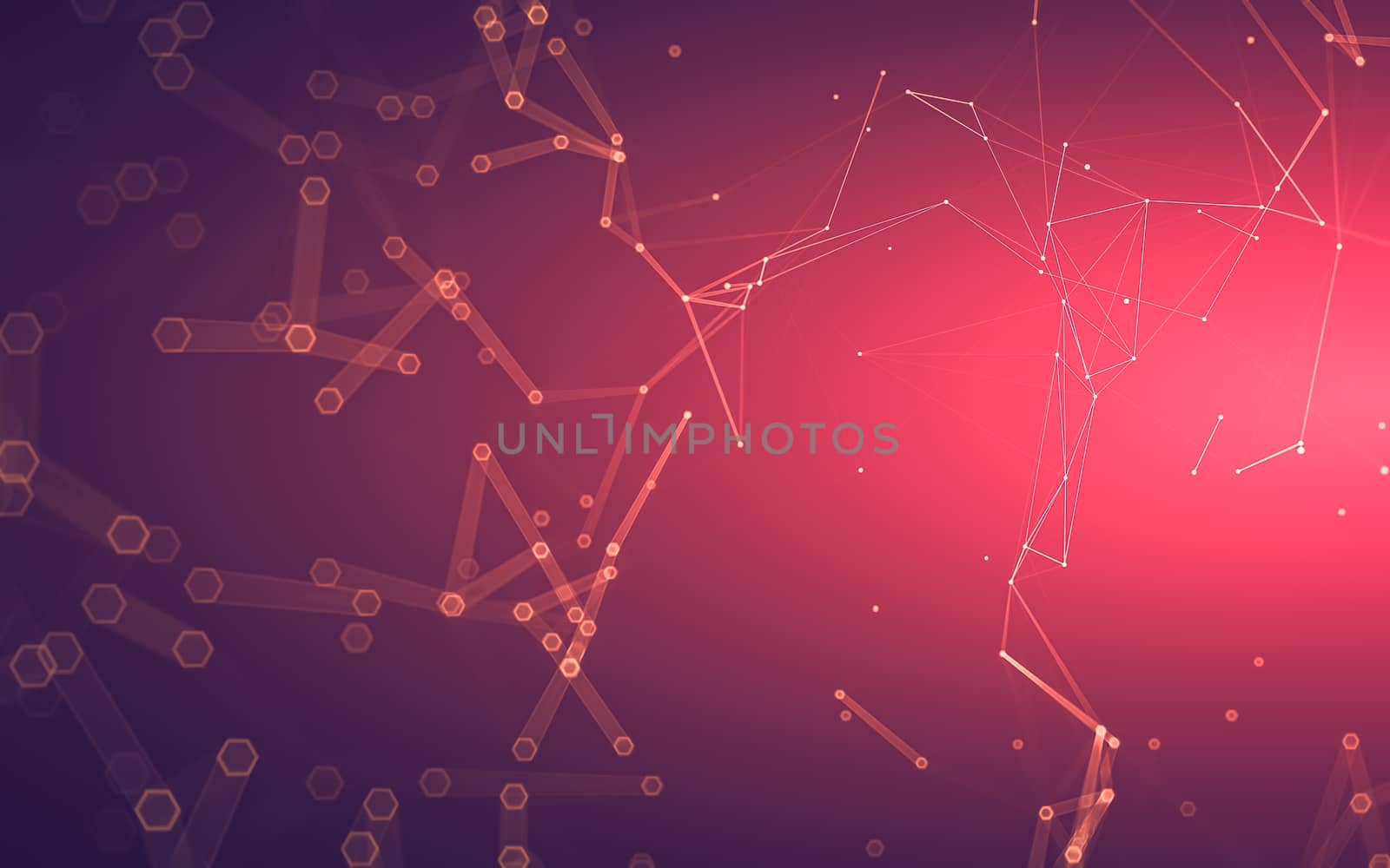 Abstract polygonal space low poly dark background with connecting dots and lines. Connection structure. 3d rendering