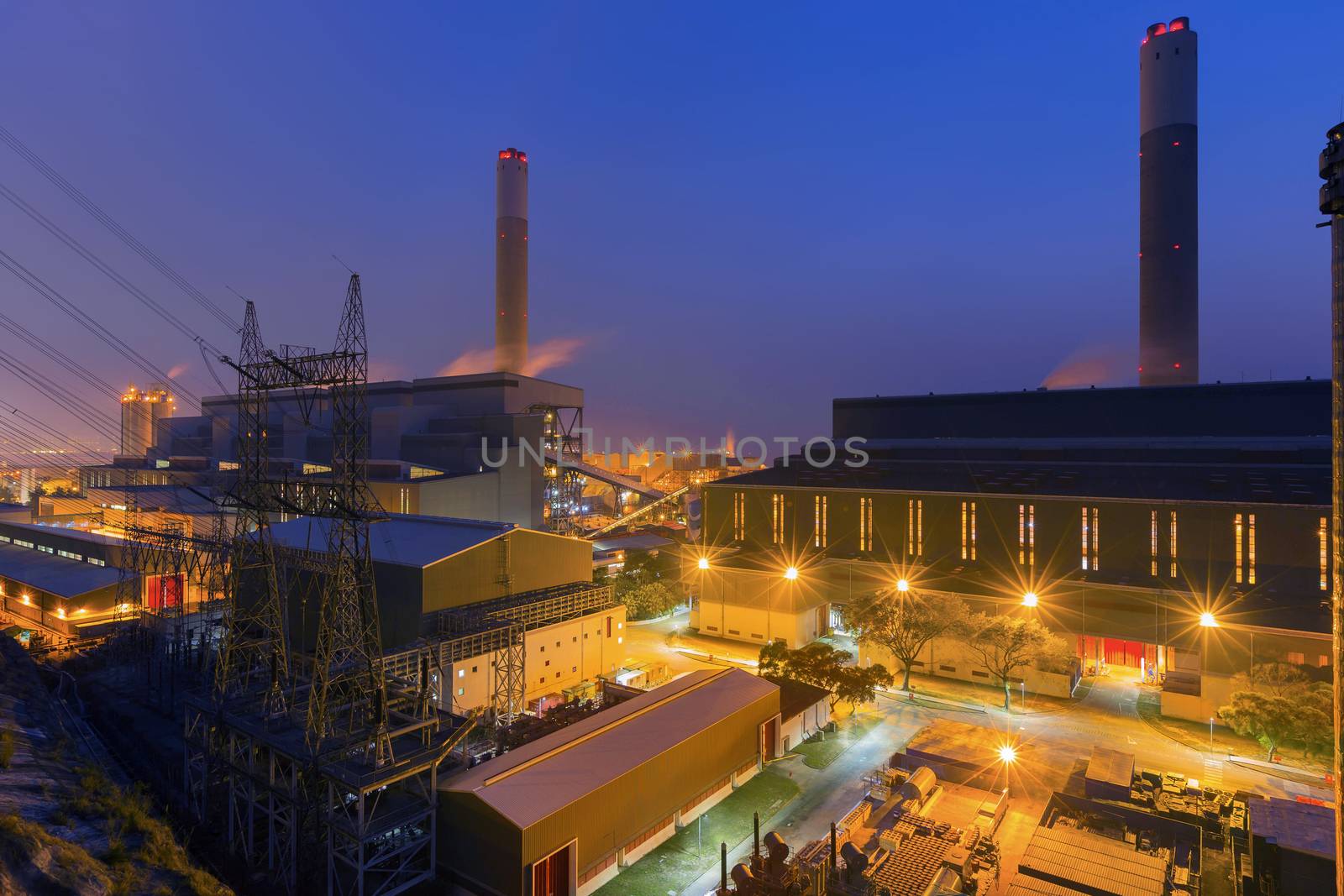 Glow light of petrochemical industry at night, hong kong