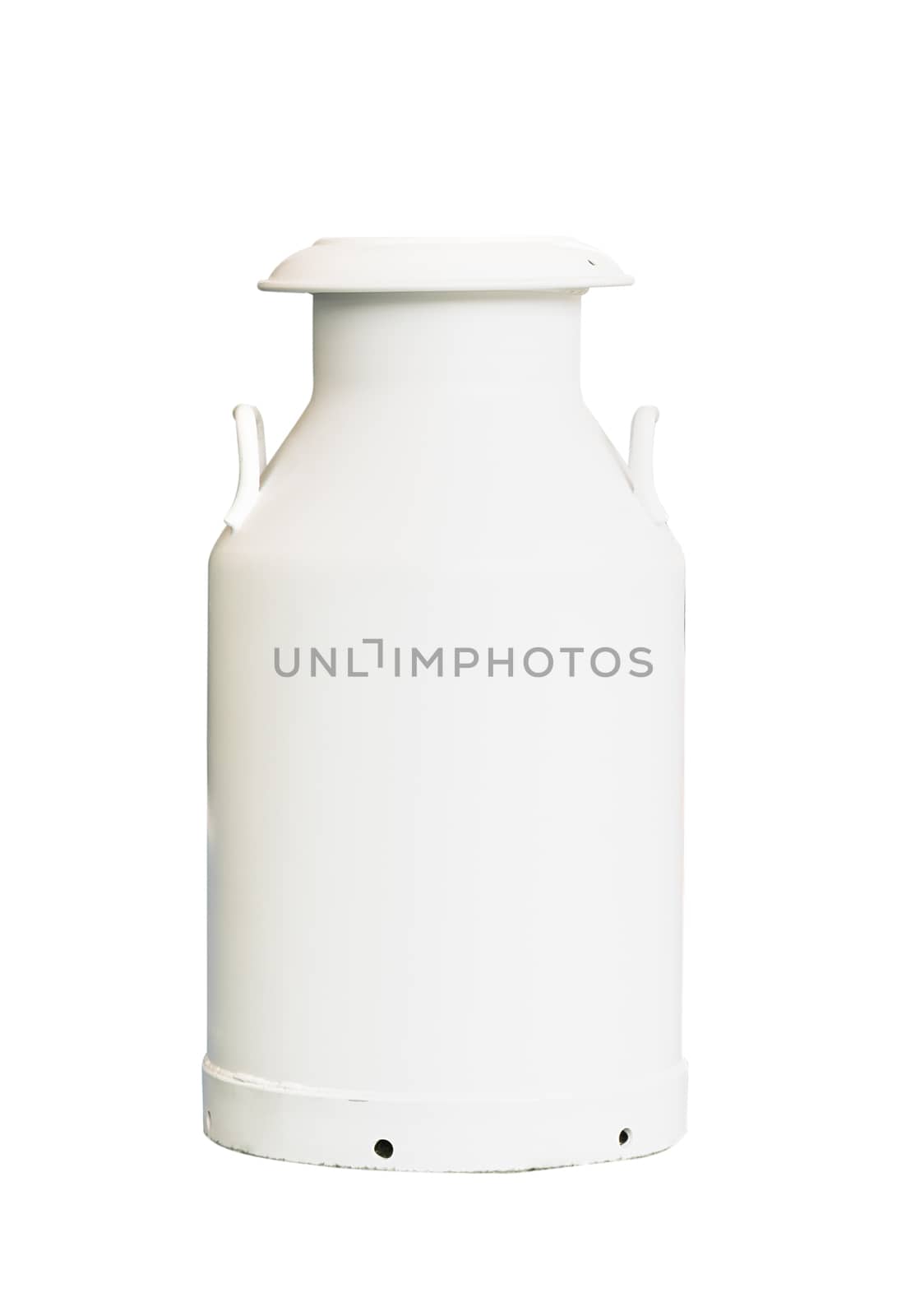 New white milk can isolated on white background