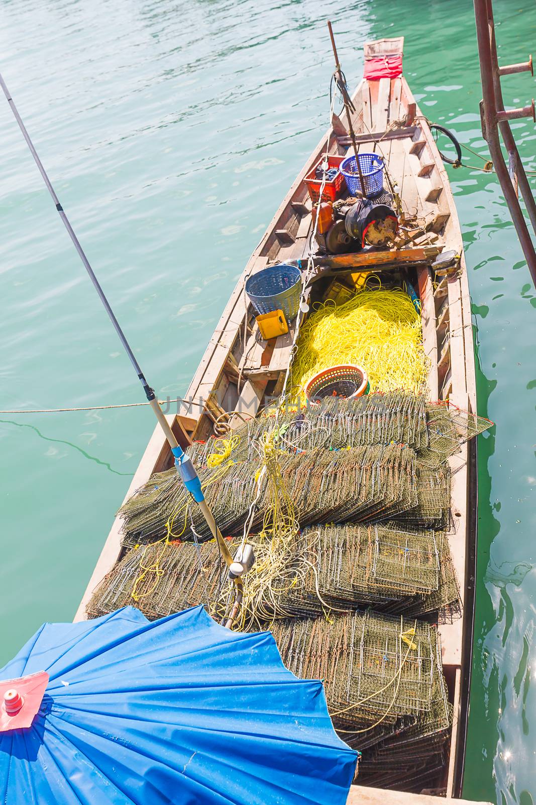 Traps for catching lobster and crab in boat