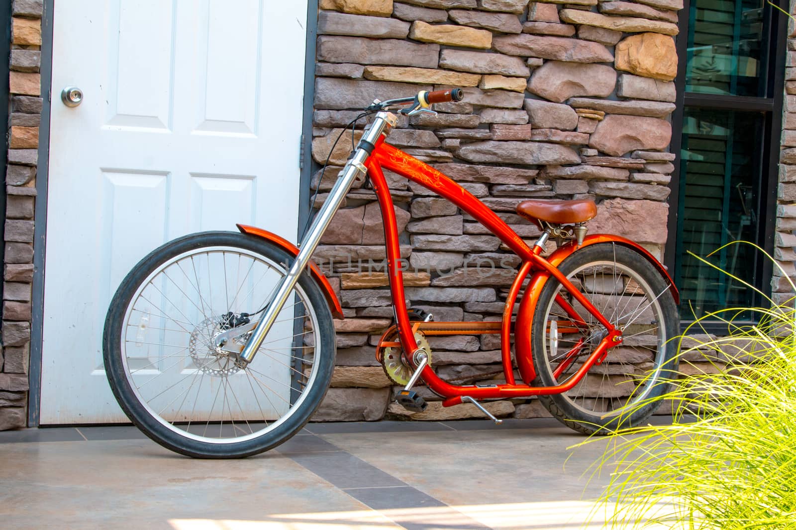 modern Bike parked against the wall