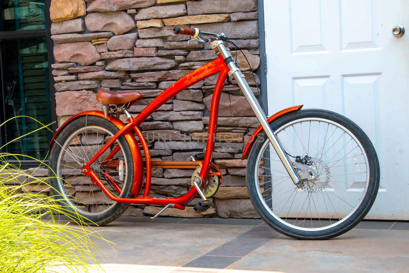 modern Bike parked against the wall