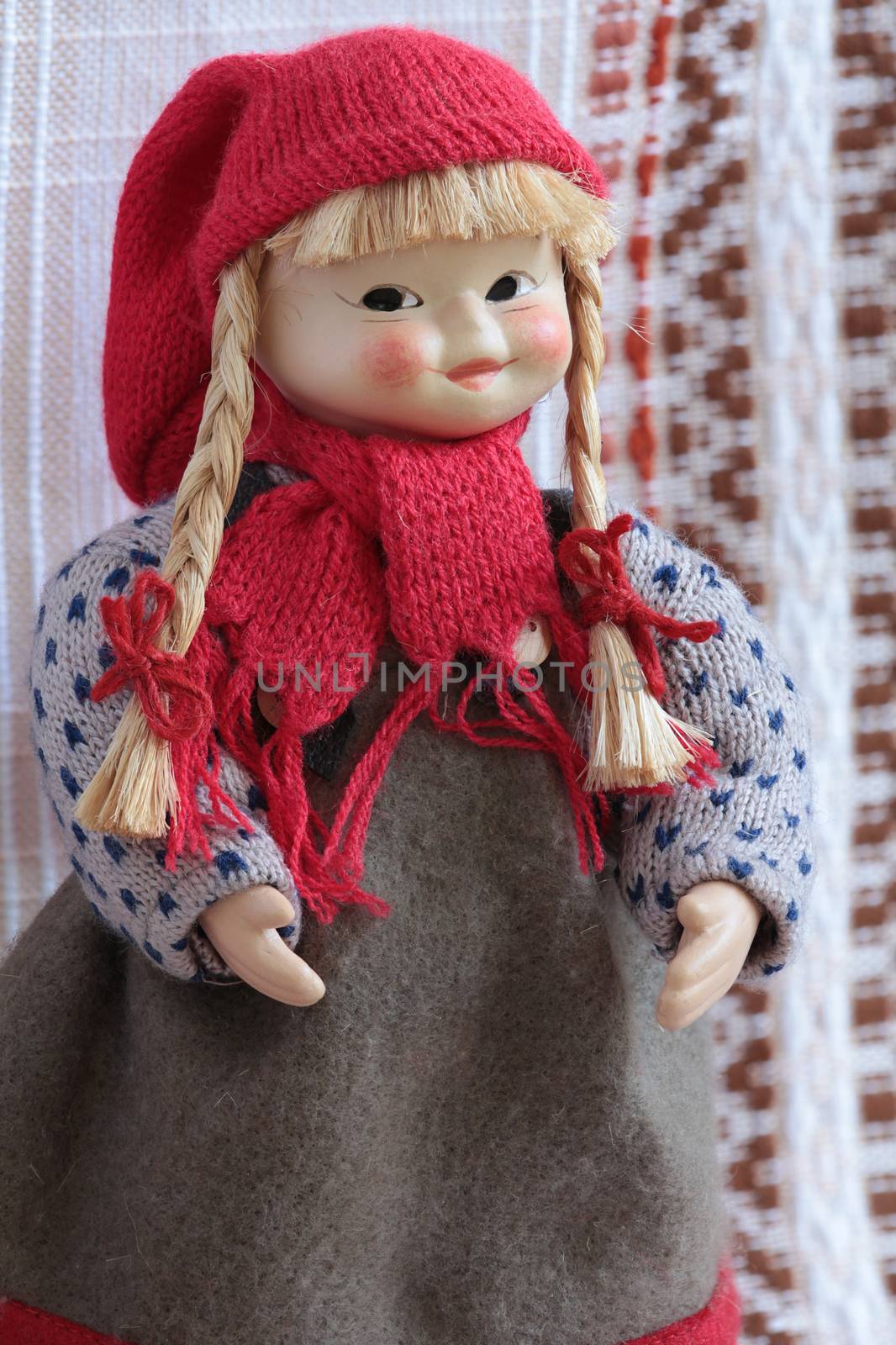 puppet in a red cap with pigtails and red bows  by mrivserg